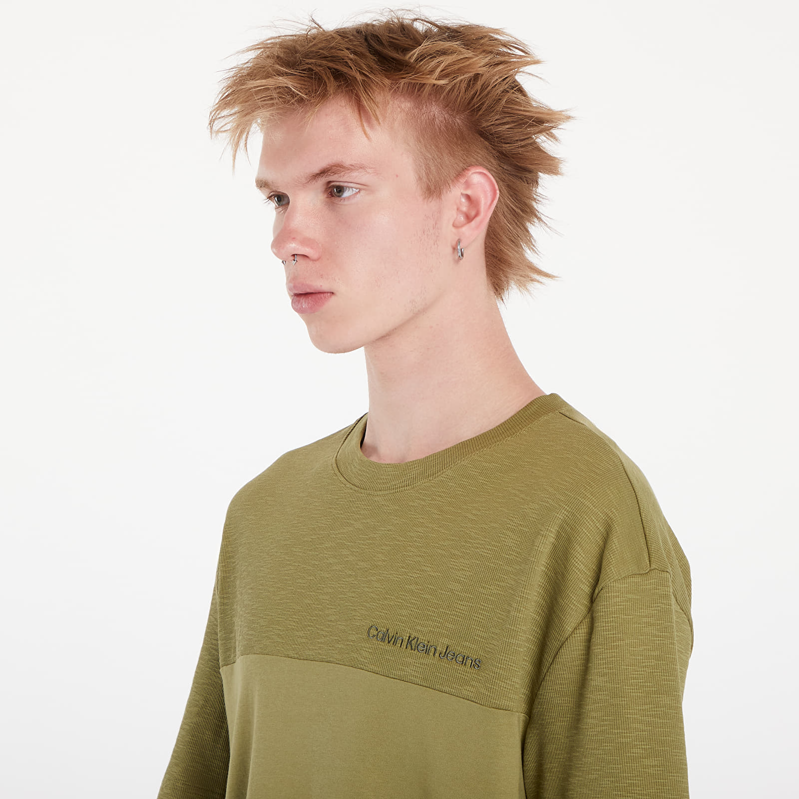 Moške majice Calvin Klein Jeans Texture Mix Cotton T-Shirt Dark Juniper
