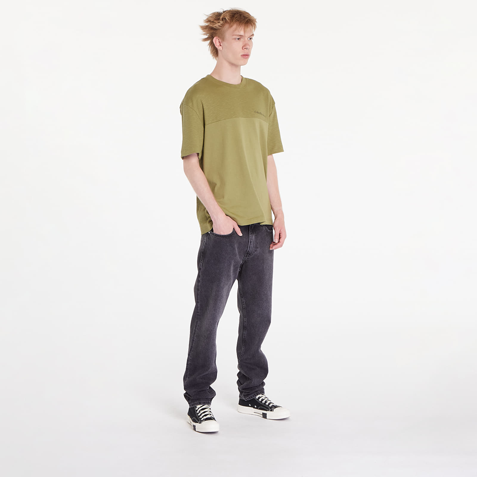 Moške majice Calvin Klein Jeans Texture Mix Cotton T-Shirt Dark Juniper