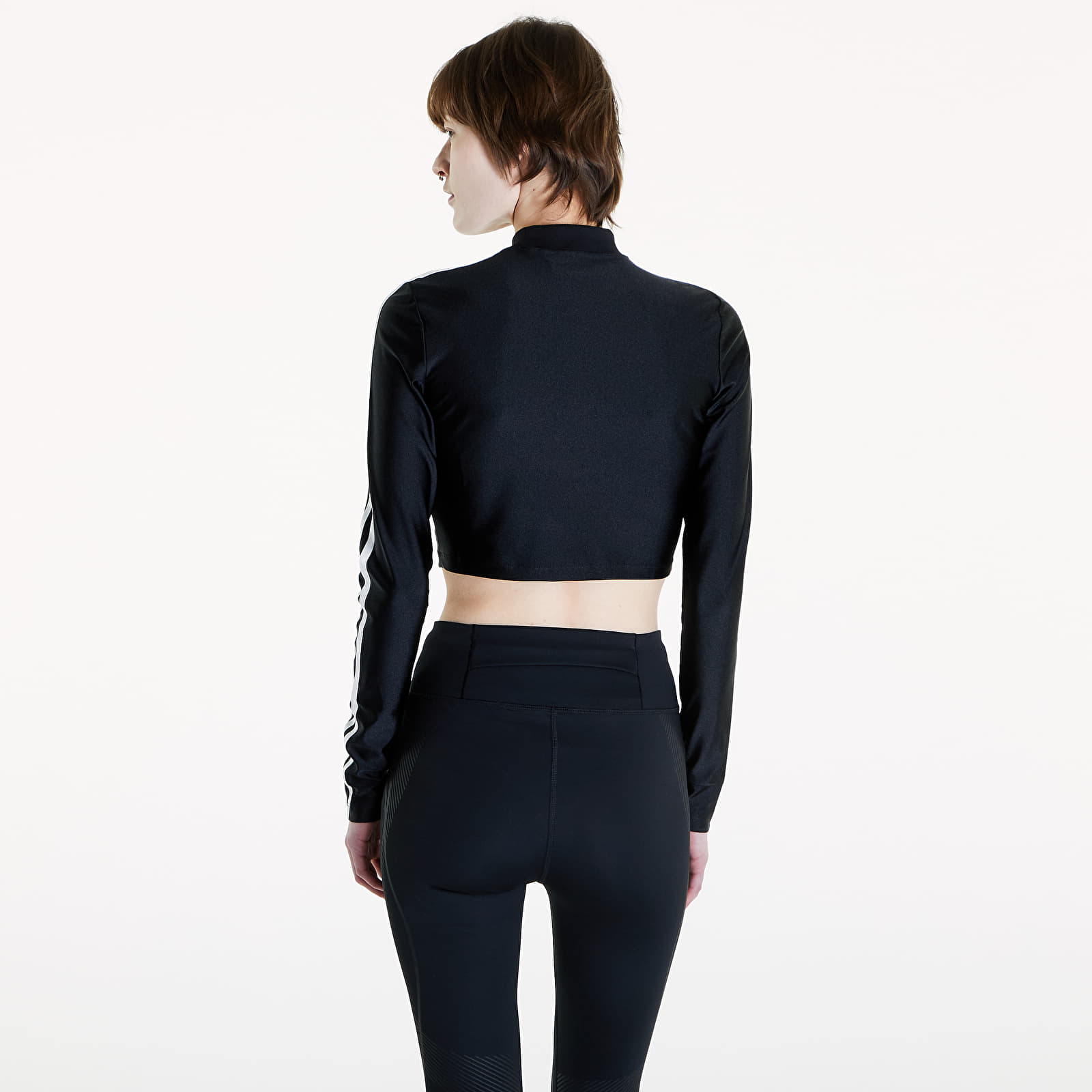 Camisetas adidas 3 Stripes Cropped Long Sleeve T-Shirt Black