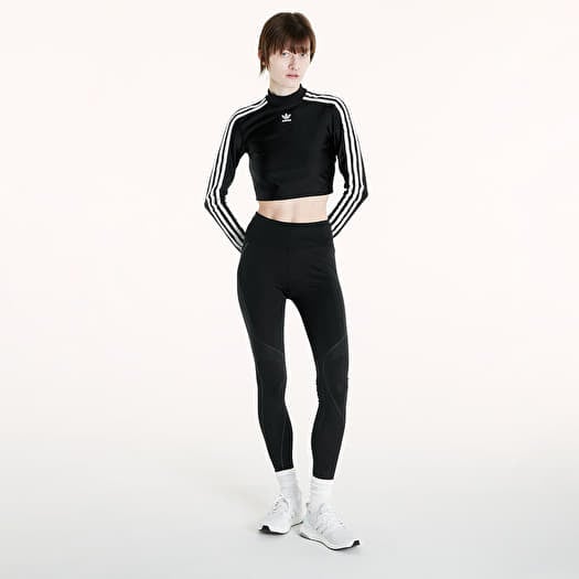 ★adidas★ 3S Crop Long Sleeve Tee Black IU2428 CLOTHING - 3-Stripes Cropped Long Sleeve Tee - Black