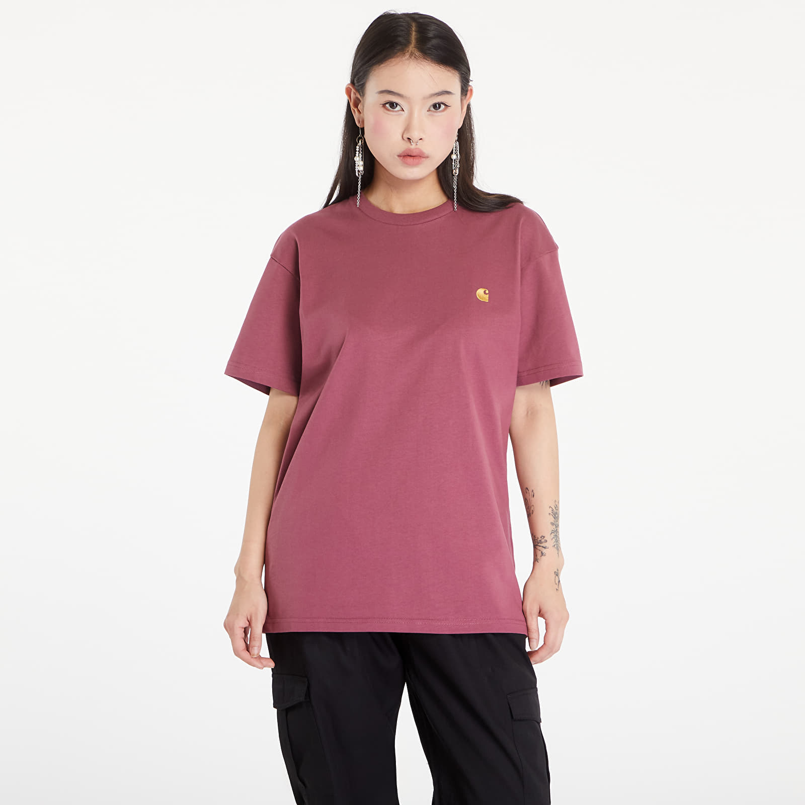 Men's T-shirts Carhartt WIP Short Sleeve Chase T-Shirt UNISEX Dusty Fuchsia/ Gold