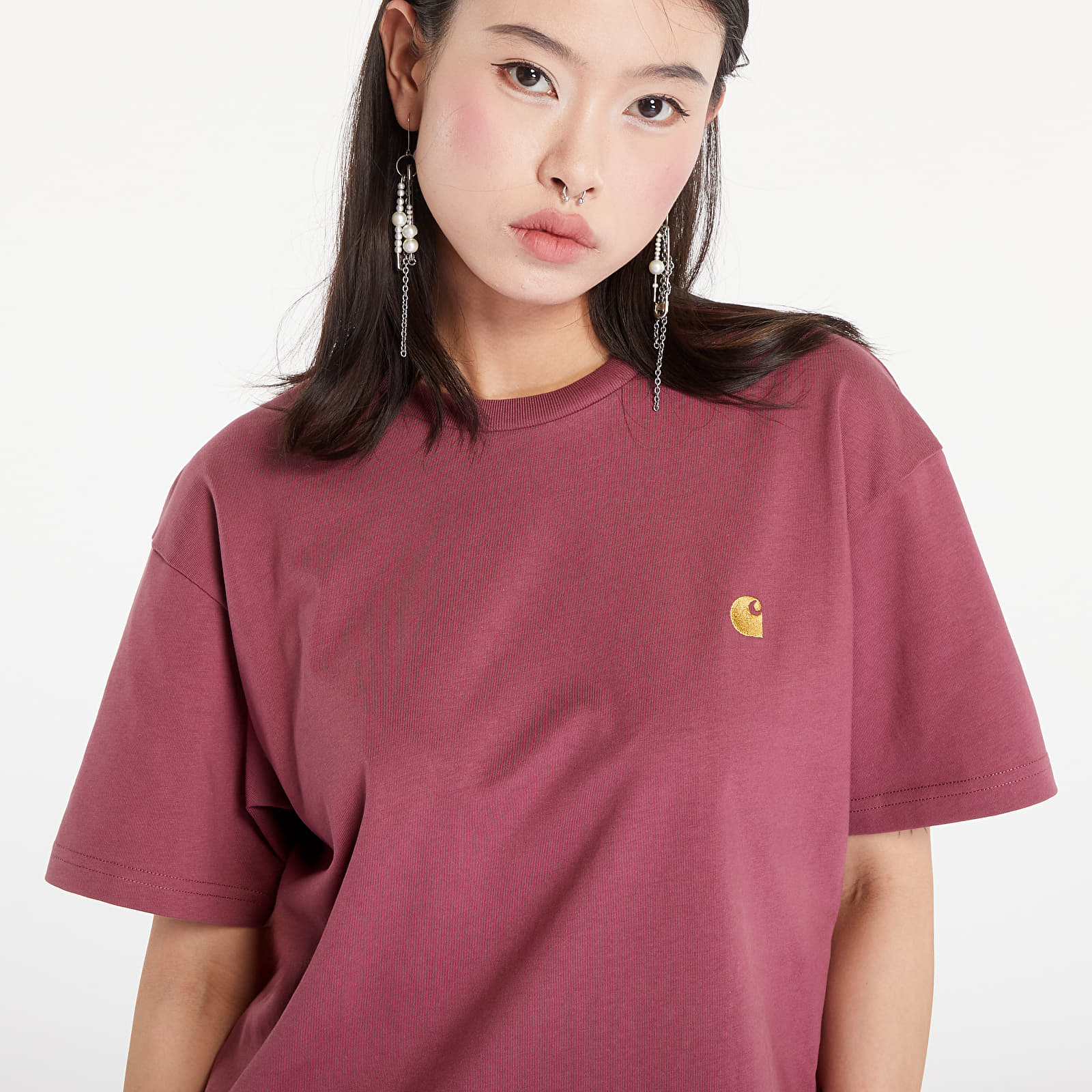 Men's T-shirts Carhartt WIP Short Sleeve Chase T-Shirt UNISEX Dusty Fuchsia/ Gold