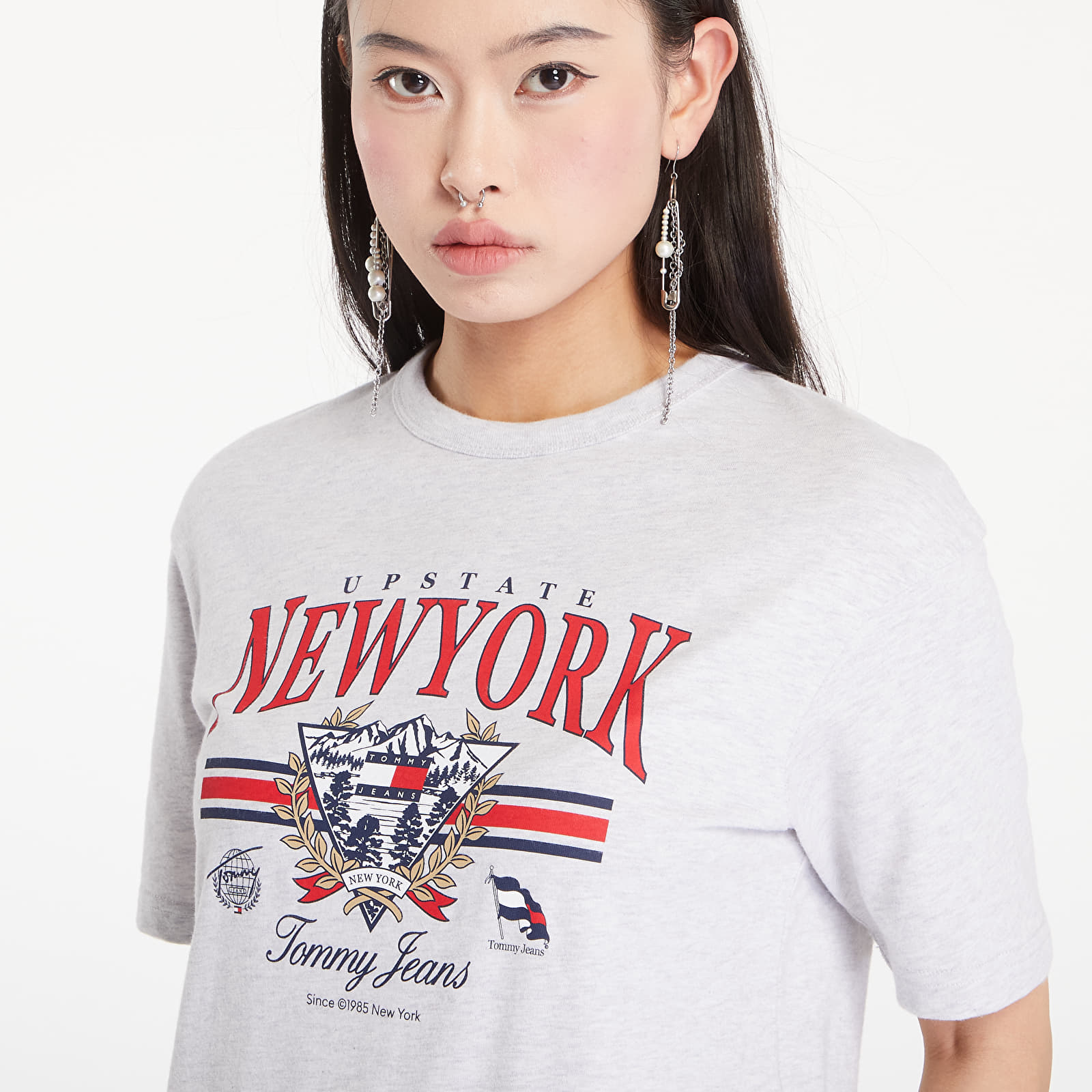 Női pólók Tommy Jeans Prep Explorer Relaxed Fit T-Shirt Silver Grey Heather