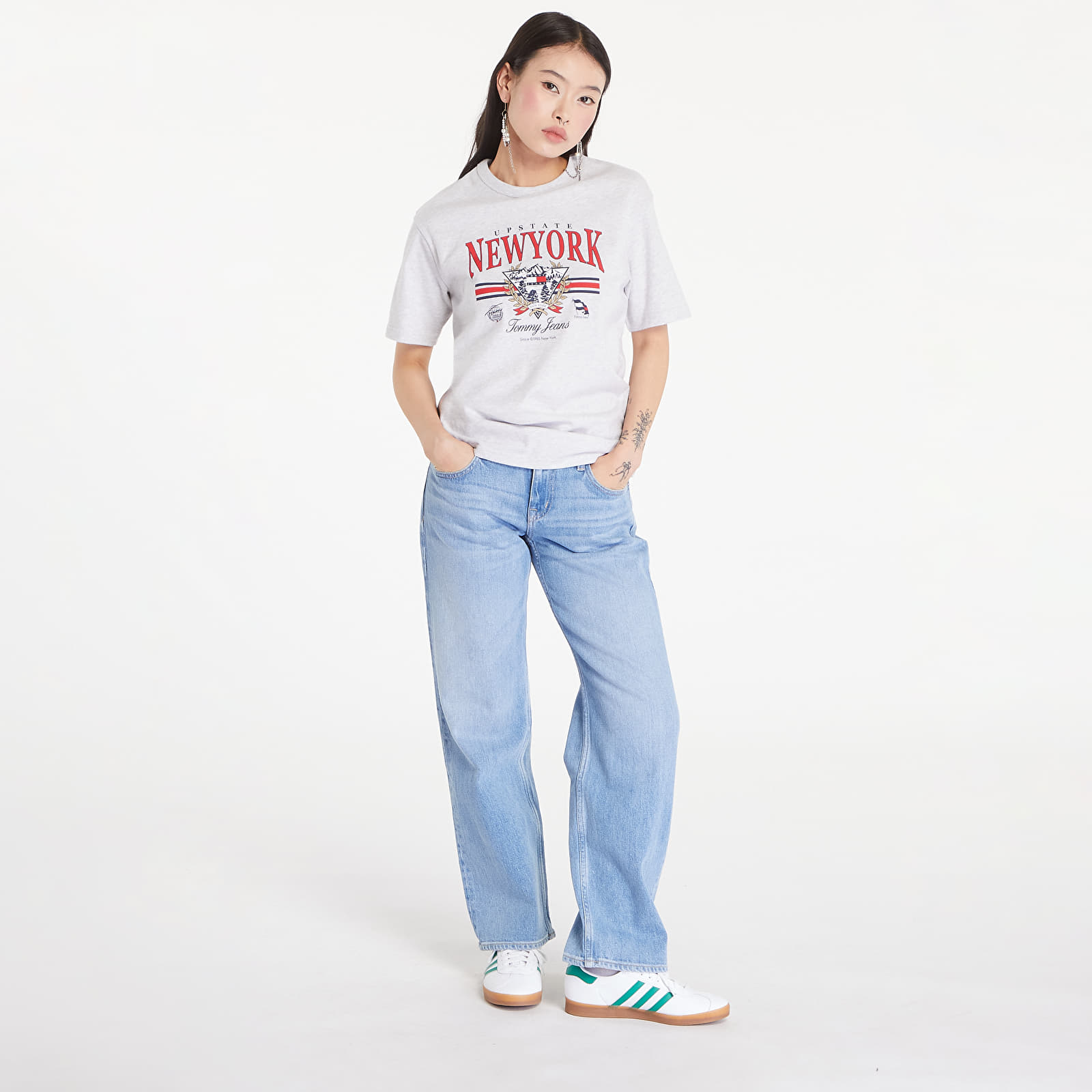 Női pólók Tommy Jeans Prep Explorer Relaxed Fit T-Shirt Silver Grey Heather