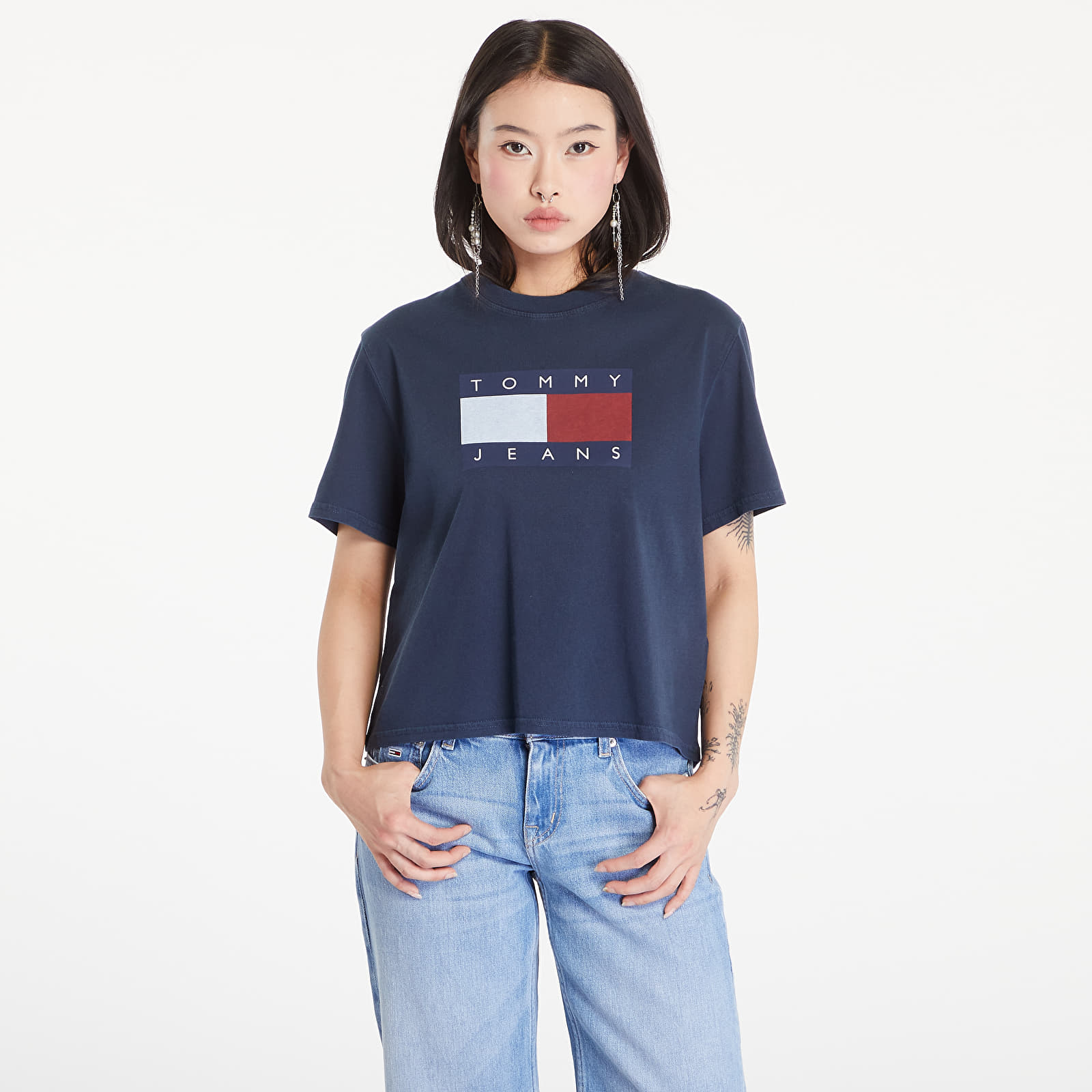 Women's T-shirts Tommy Jeans Flag Badge Boxy Fit T-Shirt Dark Night Navy