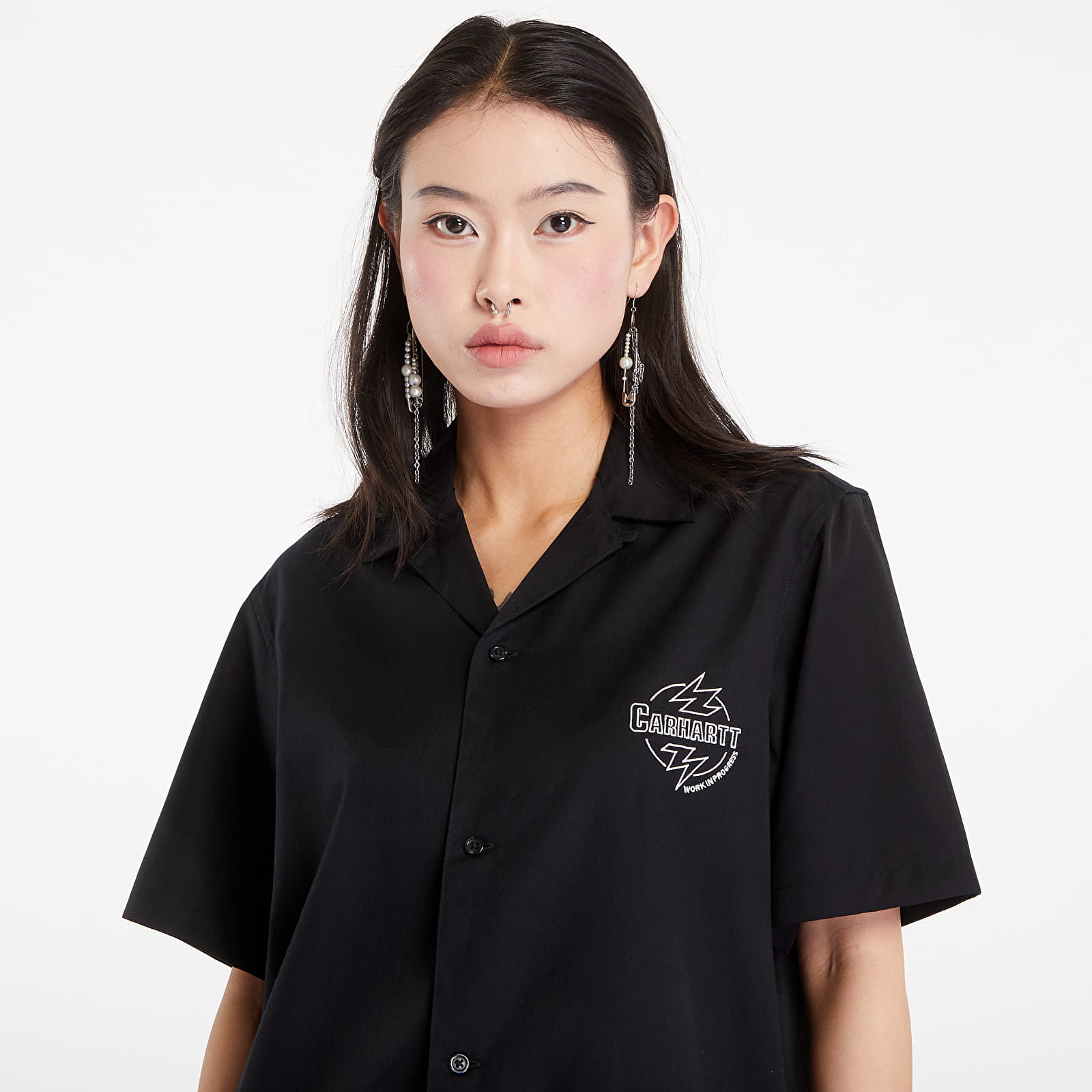 Camisas para hombre Carhartt WIP Ablaze Short Sleeve Shirt UNISEX Black/ Wax