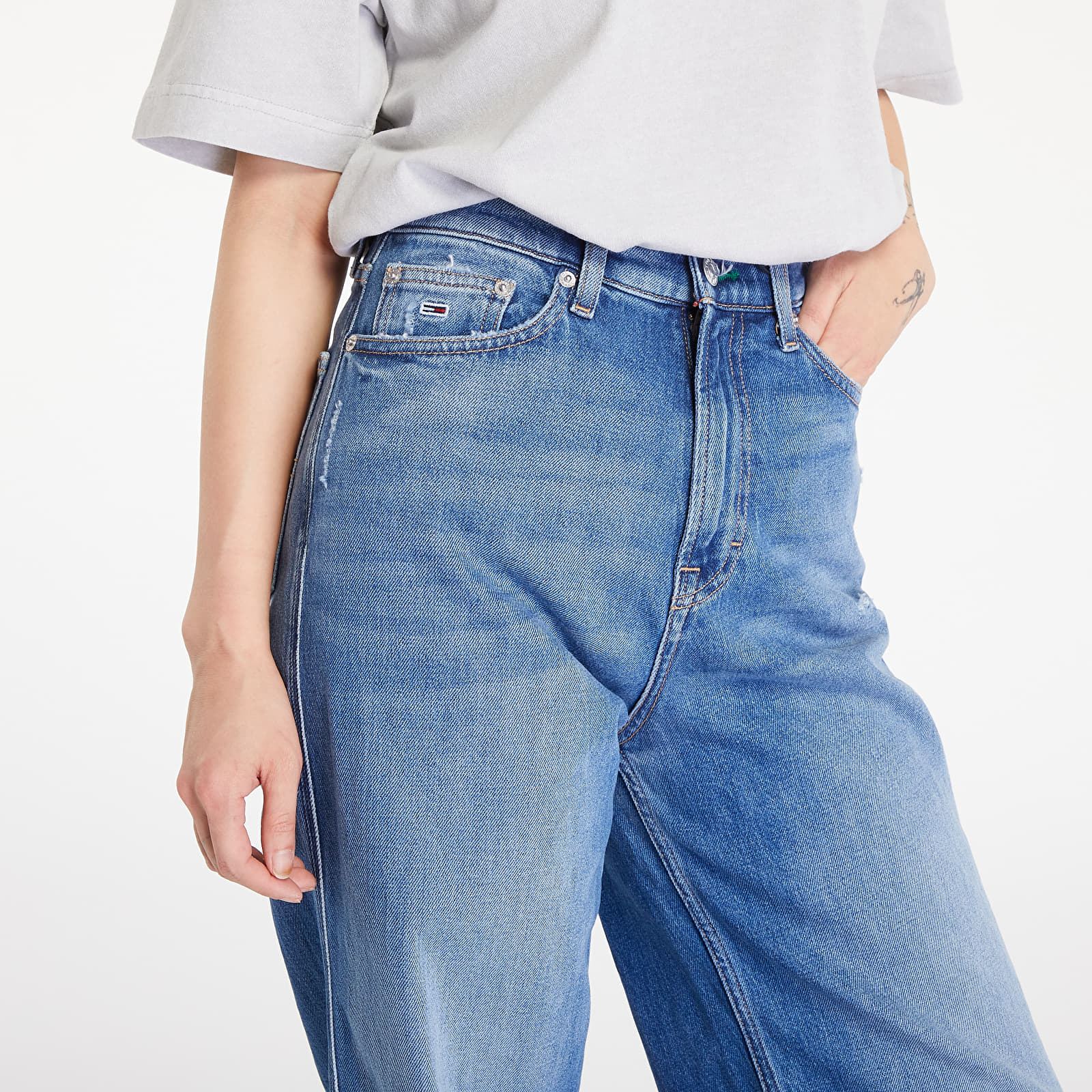 Women's jeans Tommy Jeans Claire High Rise Wide Leg Distressed Jeans Denim Medium