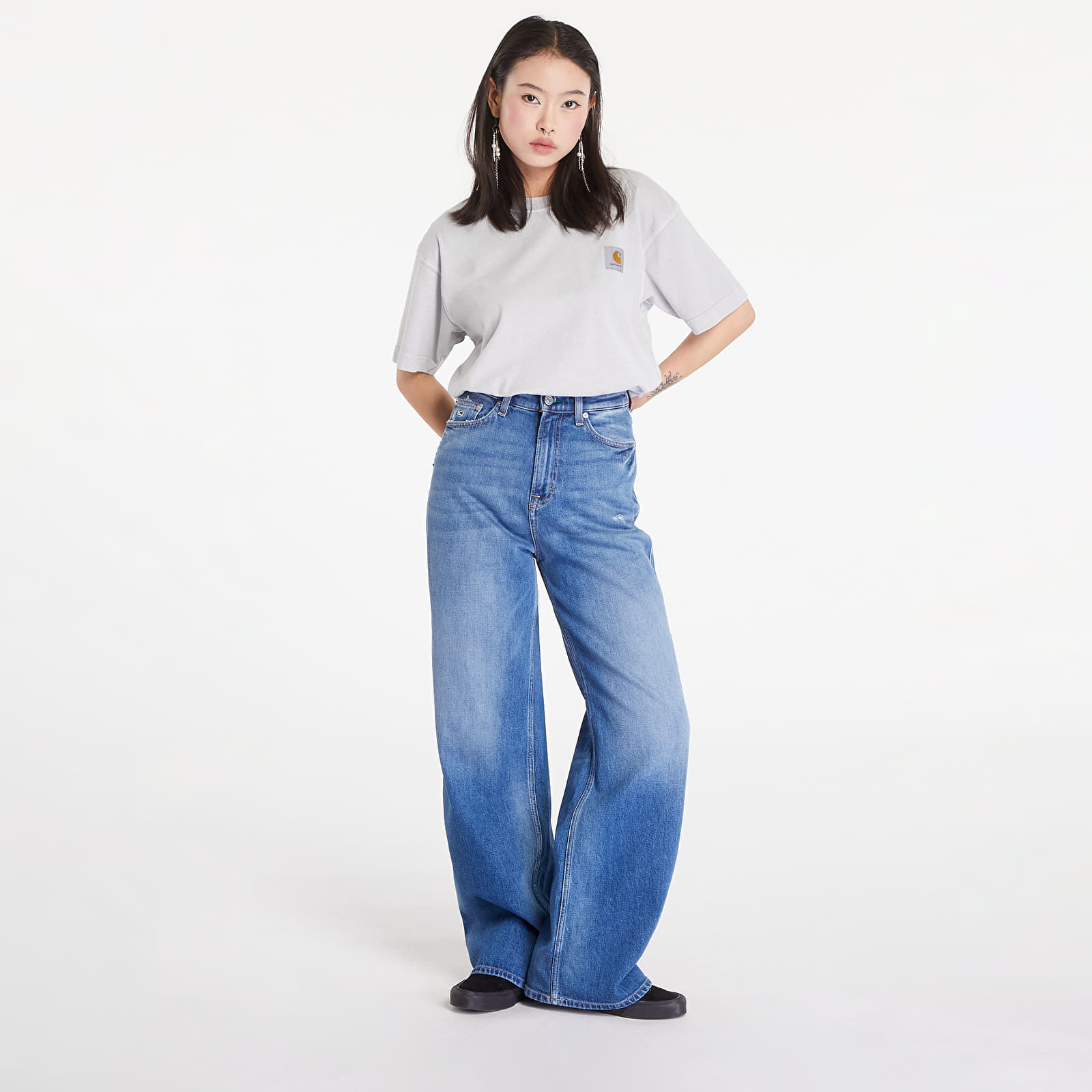 Tommy Hilfiger Τζιν Tommy Jeans Claire High Rise Wide Leg Distressed Jeans Denim Medium W28/L30 - 4