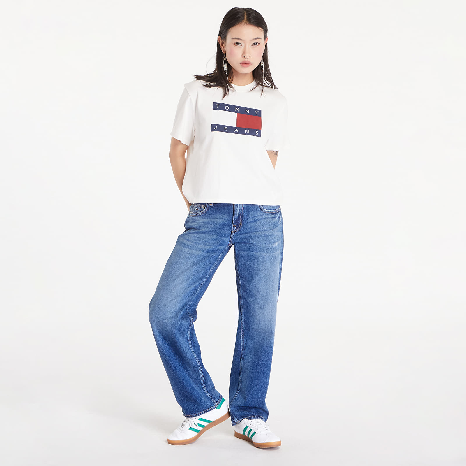 Jeans til kvinder Tommy Jeans Sophie Low Rise Straight Distressed Jeans Denim Medium
