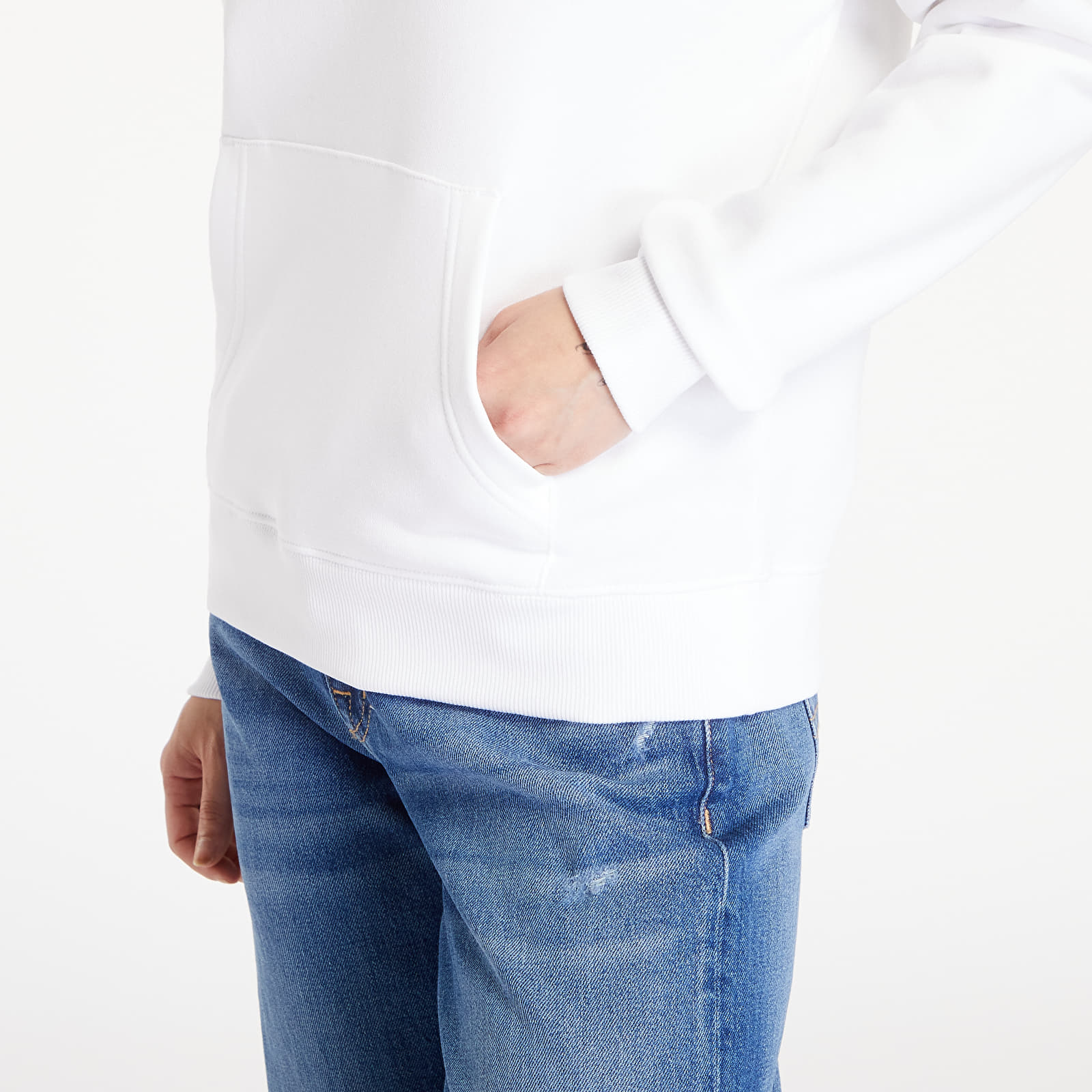 Sudaderas de mujer Tommy Jeans Boxy Logo Drawcord Hoodie White