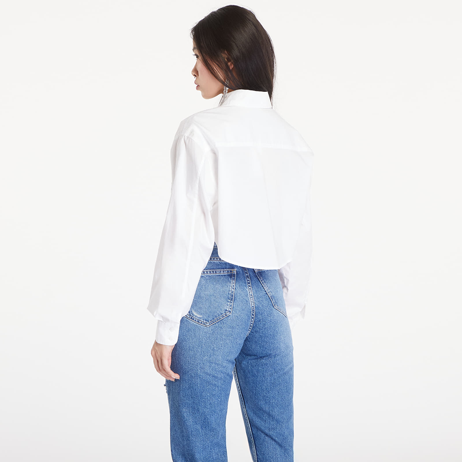 Women's Shirts Calvin Klein Jeans Woven Label Cropped T-Shirt White