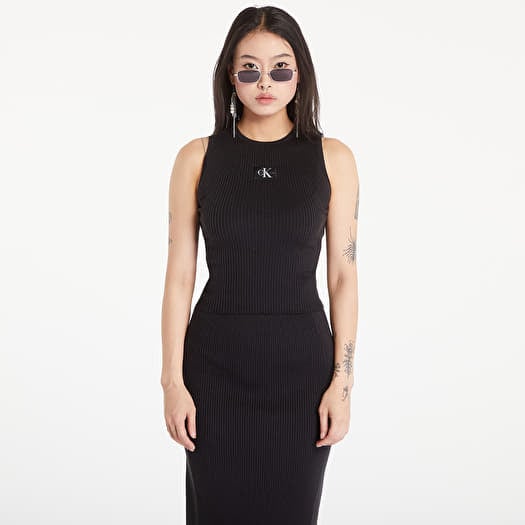 Calvin Klein Jeans Slim Ribbed Lyocell Tank Top Black