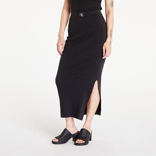 Rokken Calvin Klein Jeans Soft Ribbed Lyocell Maxi Skirt Black Queens