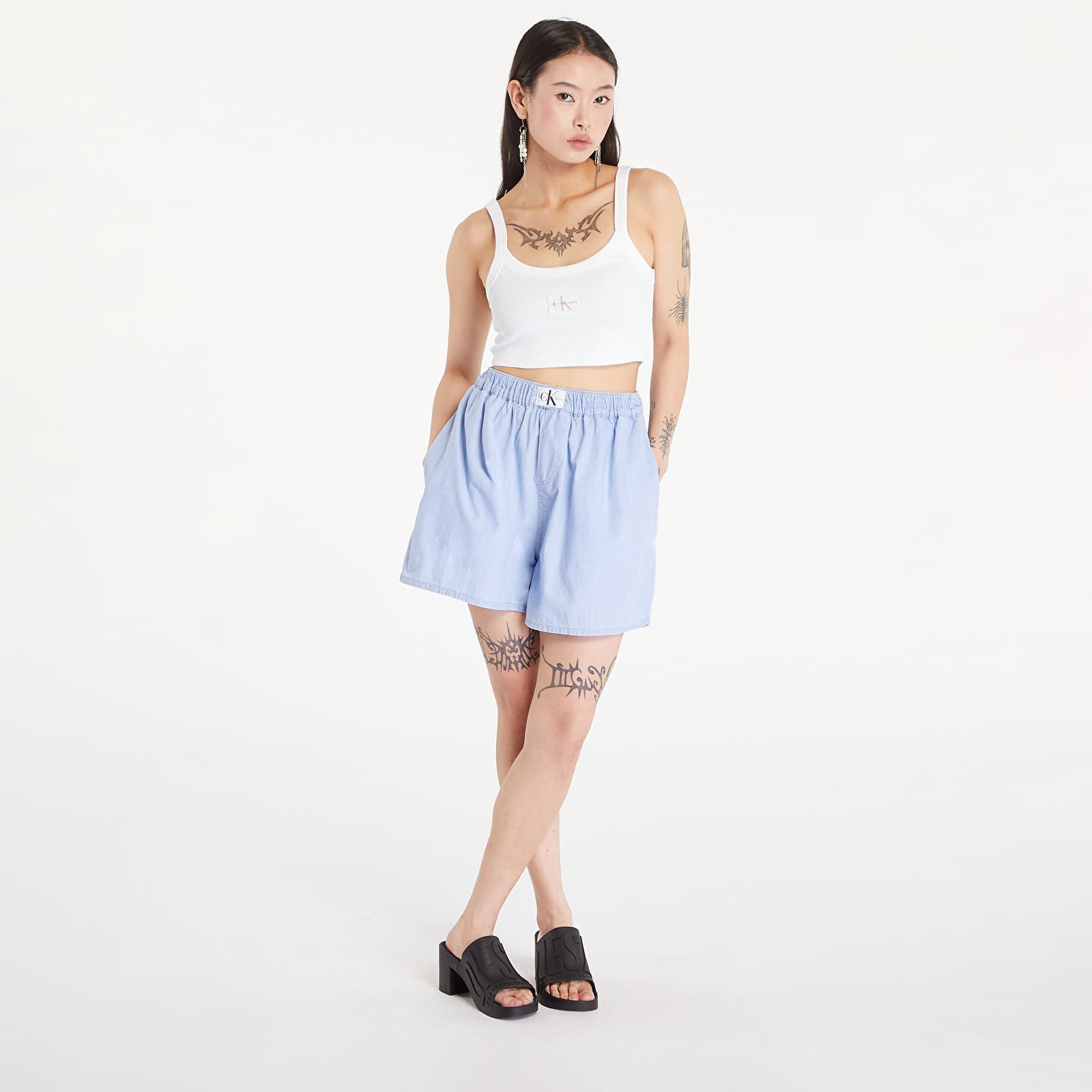 Tanktoppe til kvinder Calvin Klein Jeans Ribbed Cotton Bralette Top Bright White