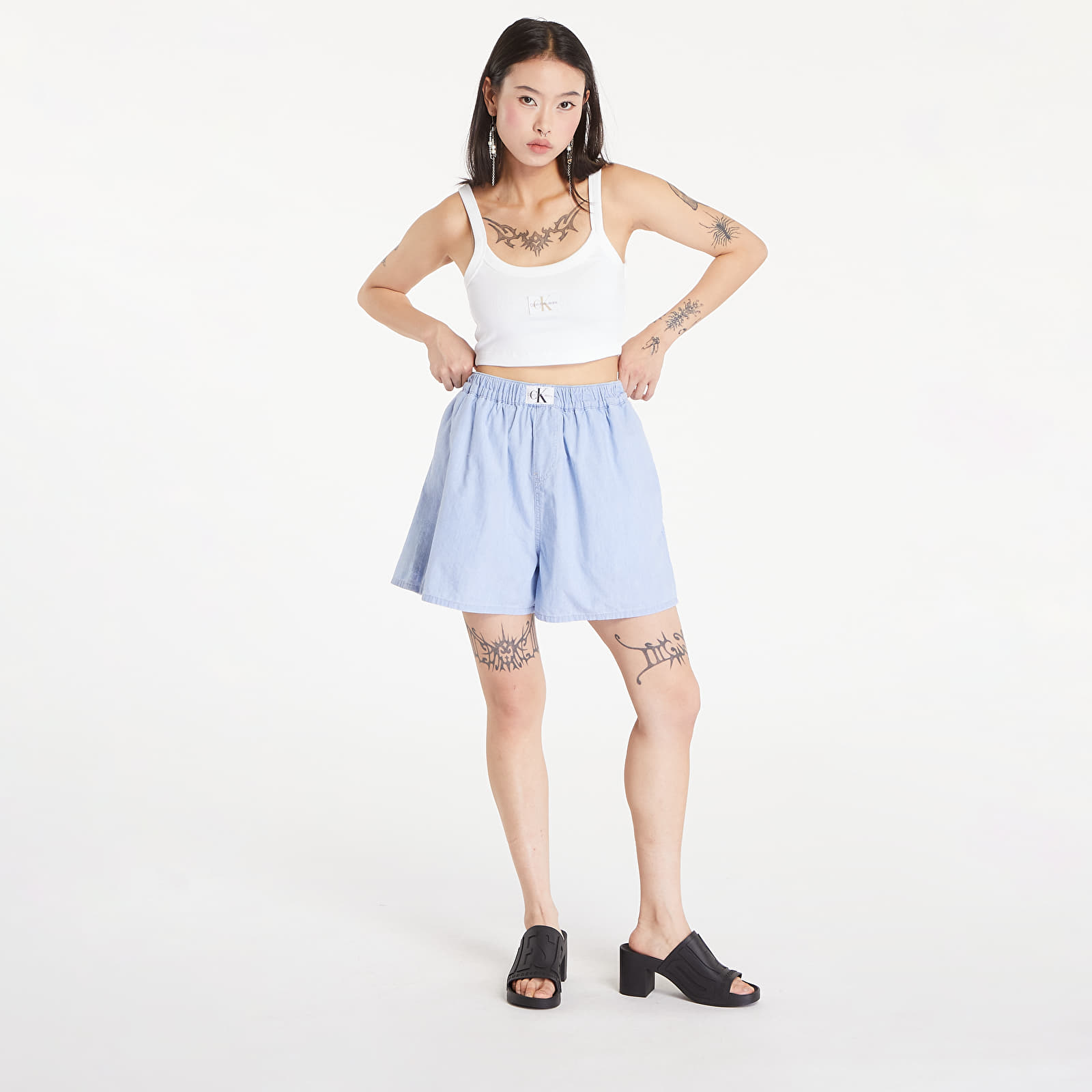 Ženske kratke hlače Calvin Klein Jeans Denim Boxer Shorts Denim Light