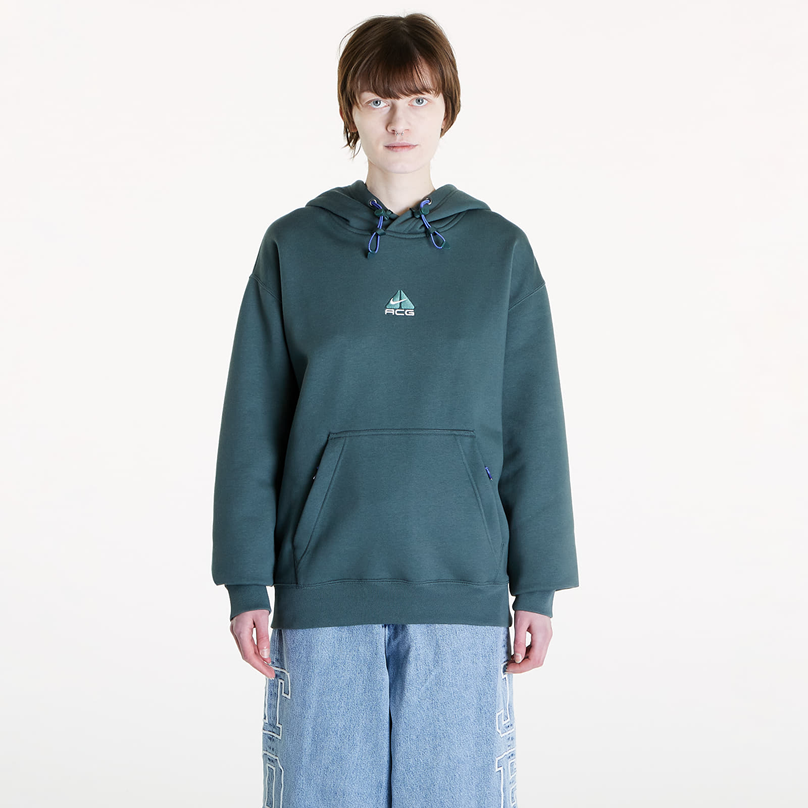 Mikiny Nike ACG Therma-FIT Fleece Pullover Hoodie UNISEX Vintage Green/ Summit White