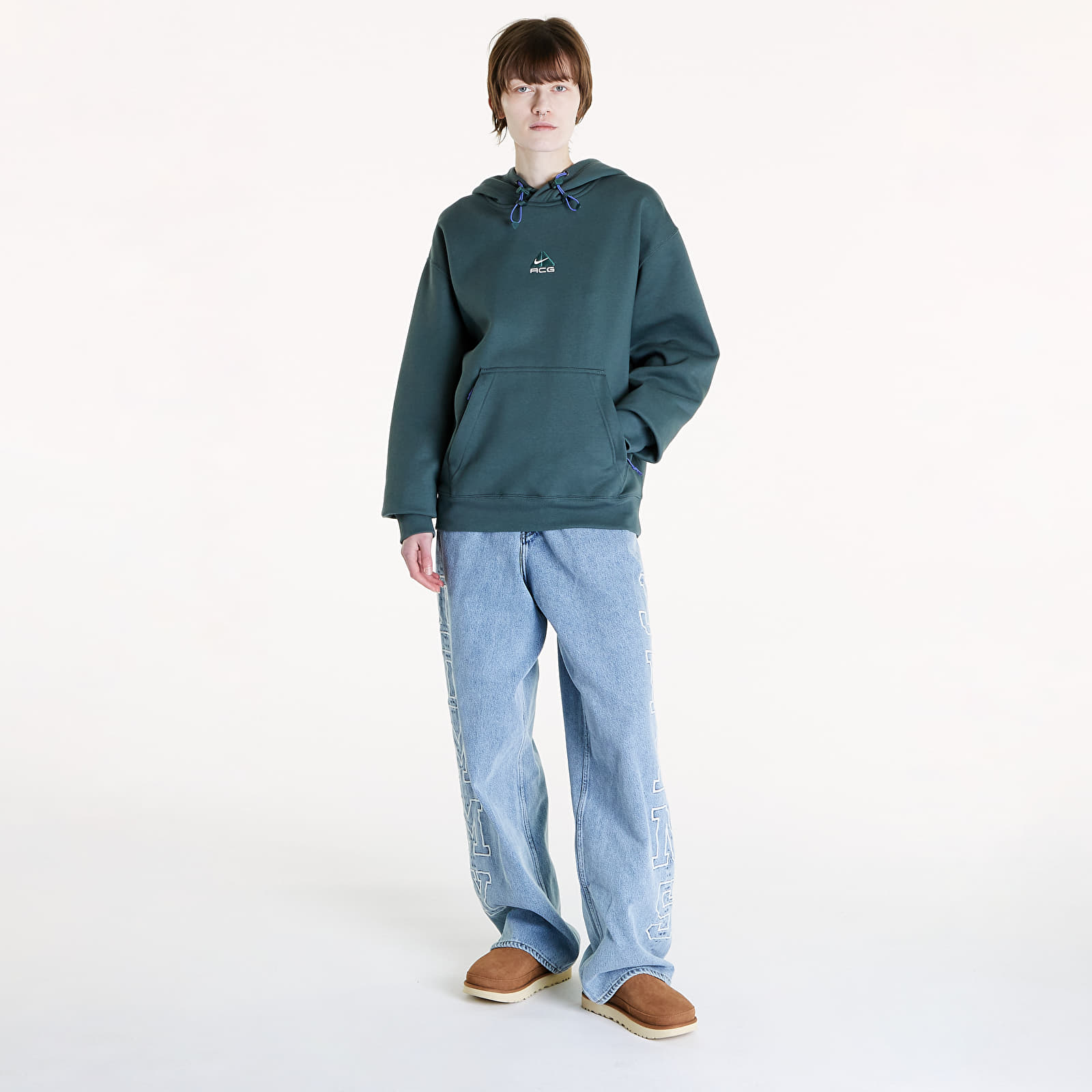 Mikiny Nike ACG Therma-FIT Fleece Pullover Hoodie UNISEX Vintage Green/ Summit White