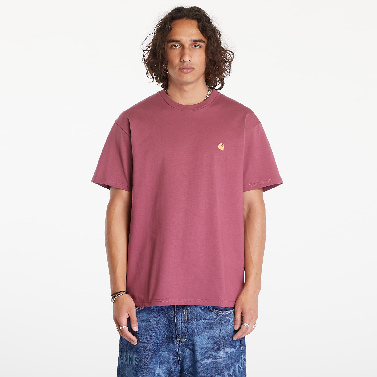 Tričko Carhartt WIP Short Sleeve Chase T-Shirt UNISEX Dusty Fuchsia/ Gold XL