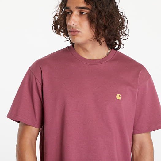 Heren T shirts Carhartt WIP Short Sleeve Chase T Shirt UNISEX Dusty Fuchsia Gold Queens
