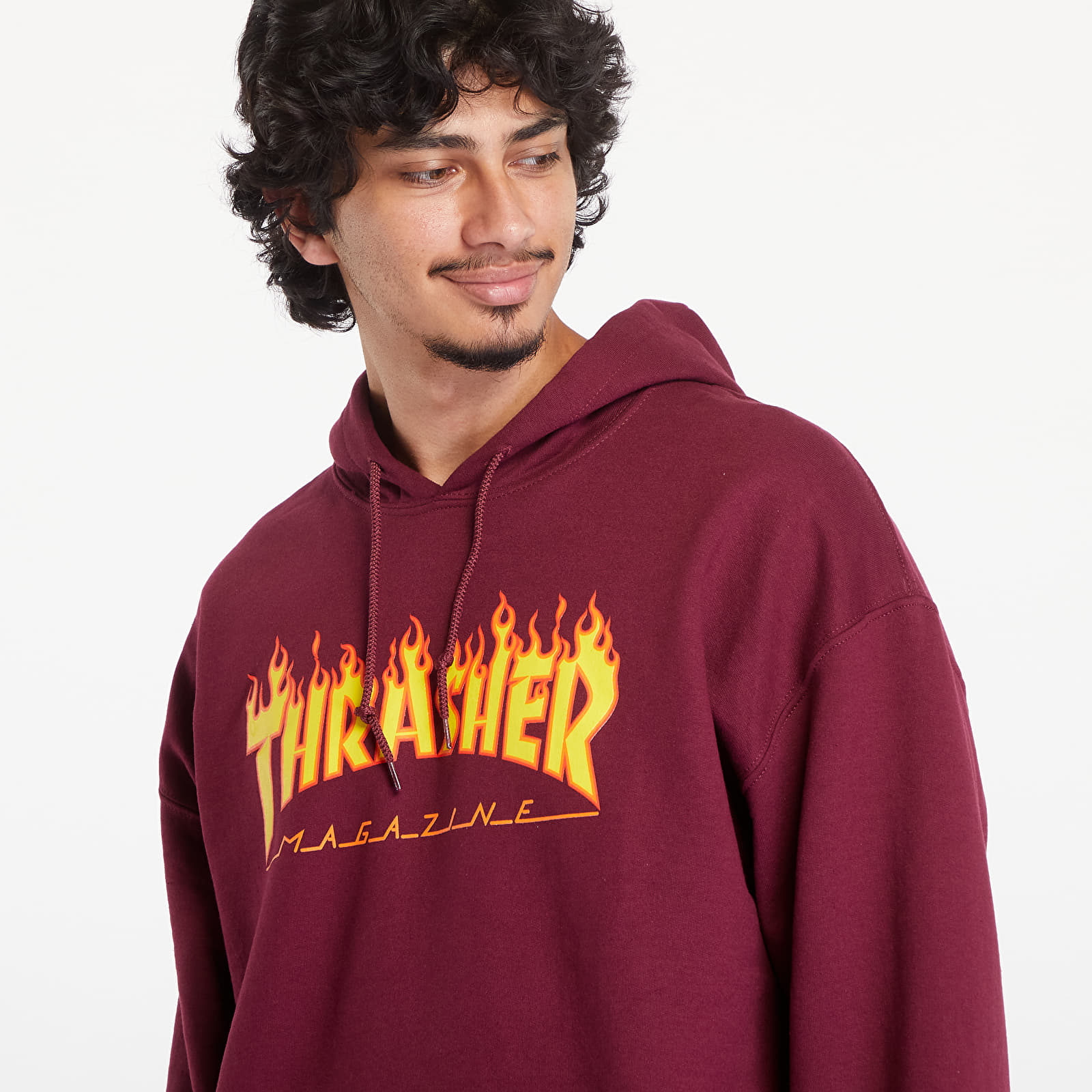 Thrasher hoodie logo on hood top