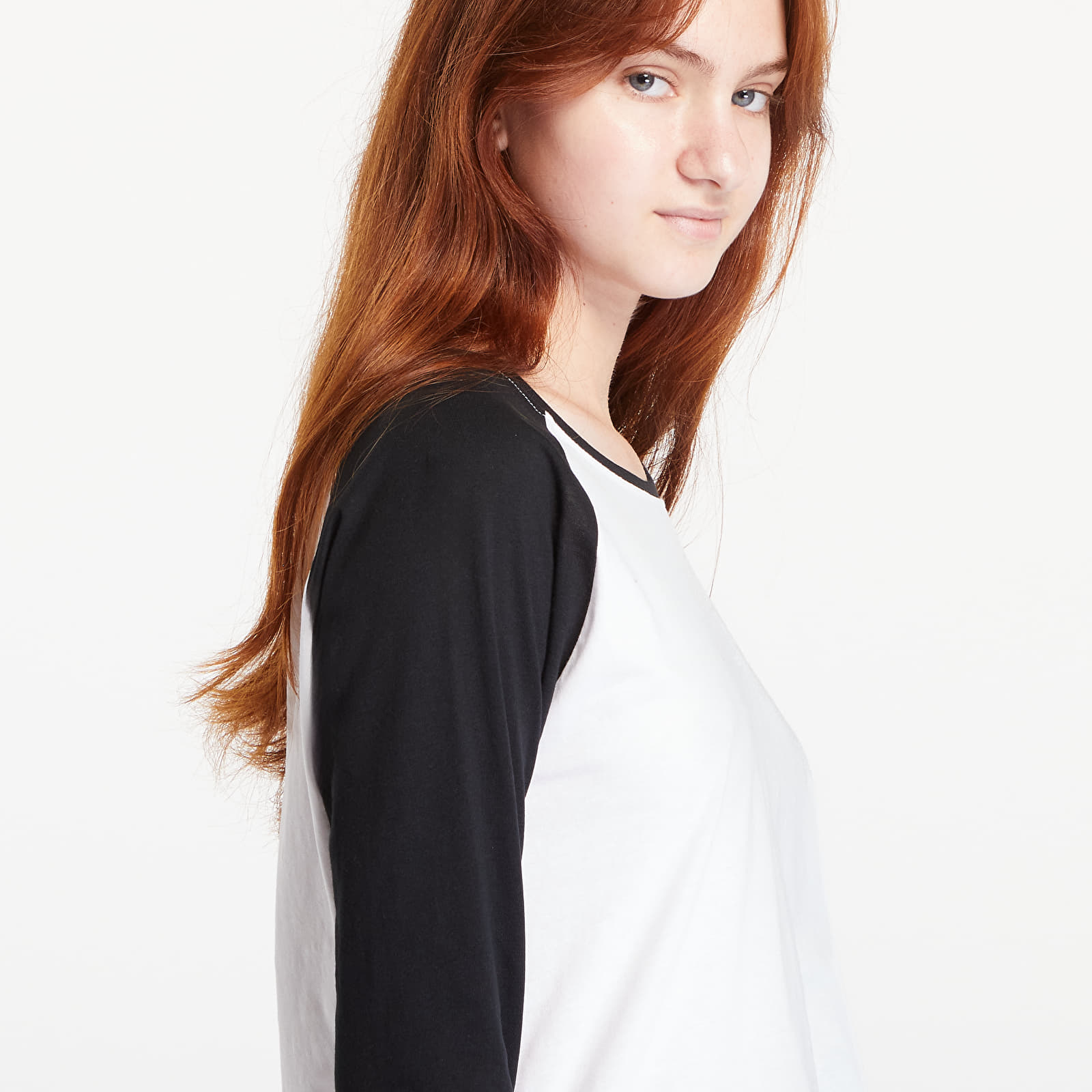 Tričká Urban Classics Ladies Contrast Raglan Longsleeve White / Black