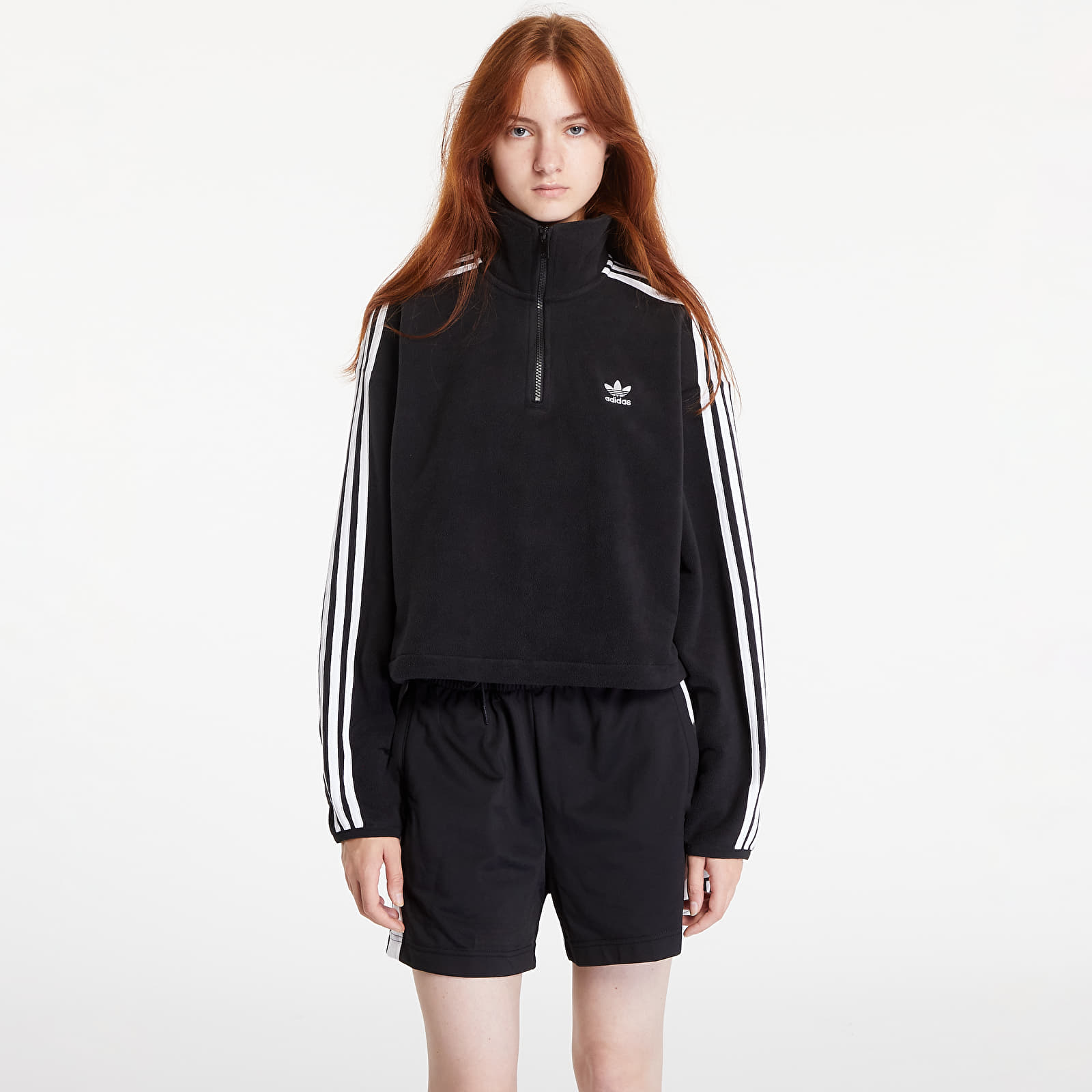 Women's Sweatshirts adidas Polar Fleece Half Zip Loose Sweatshirt Black