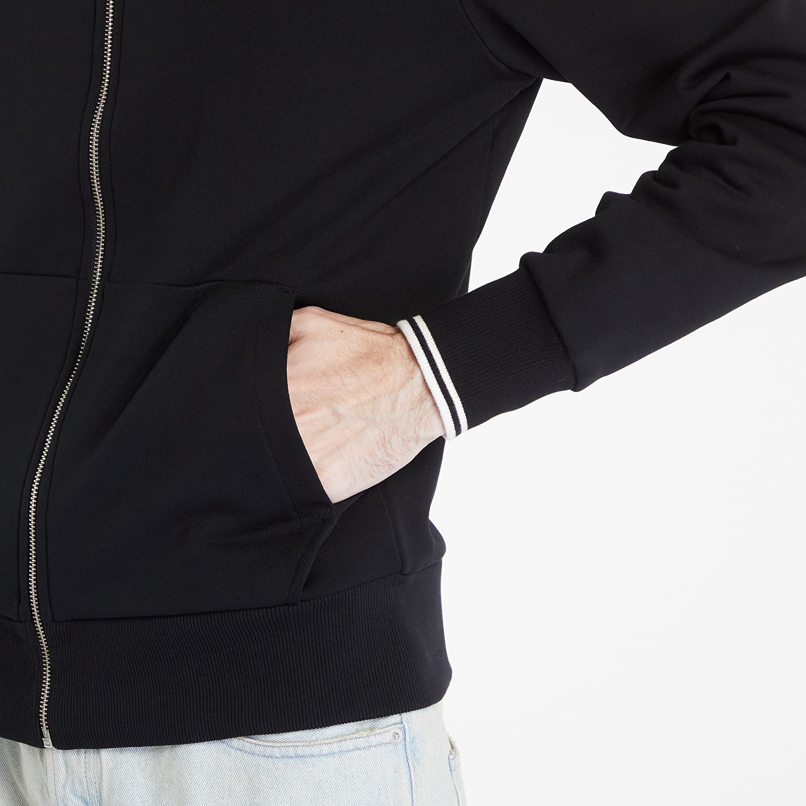 Heren sweatshirts FRED PERRY Hooded Zip Through Sweatshirt Black