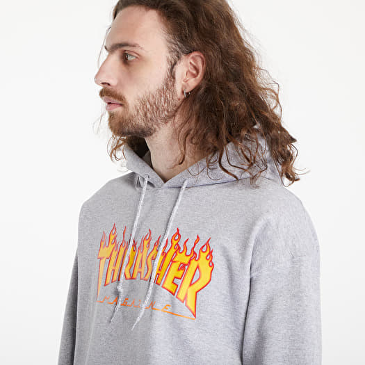 Grey thrasher hoodie flames online