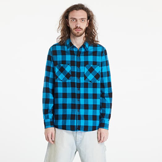 Cămașă Urban Classics Checked Flanell Shirt Black/ Blue