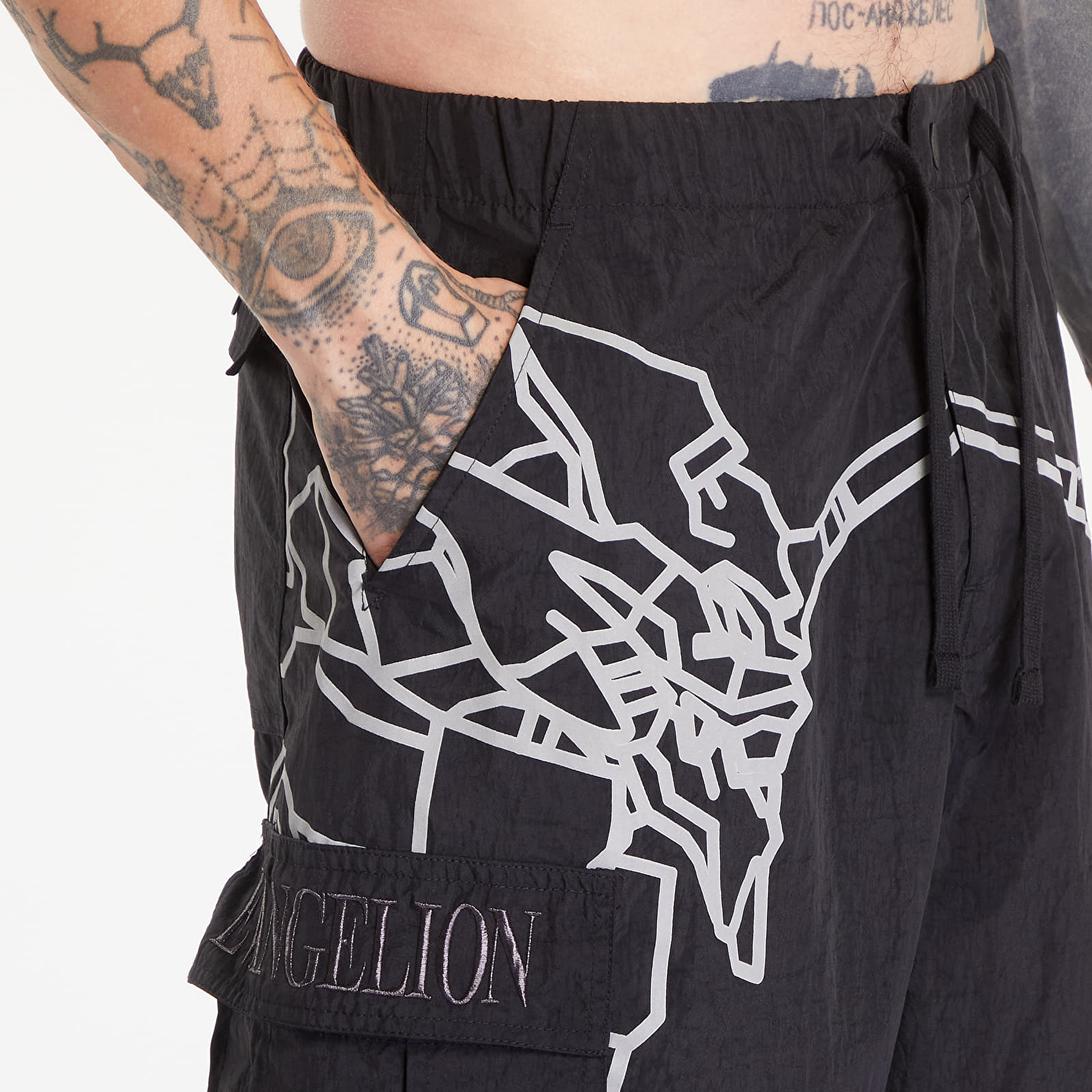 Men's trousers PLEASURES x Evangelion Eva-1 Cargo Pants Black