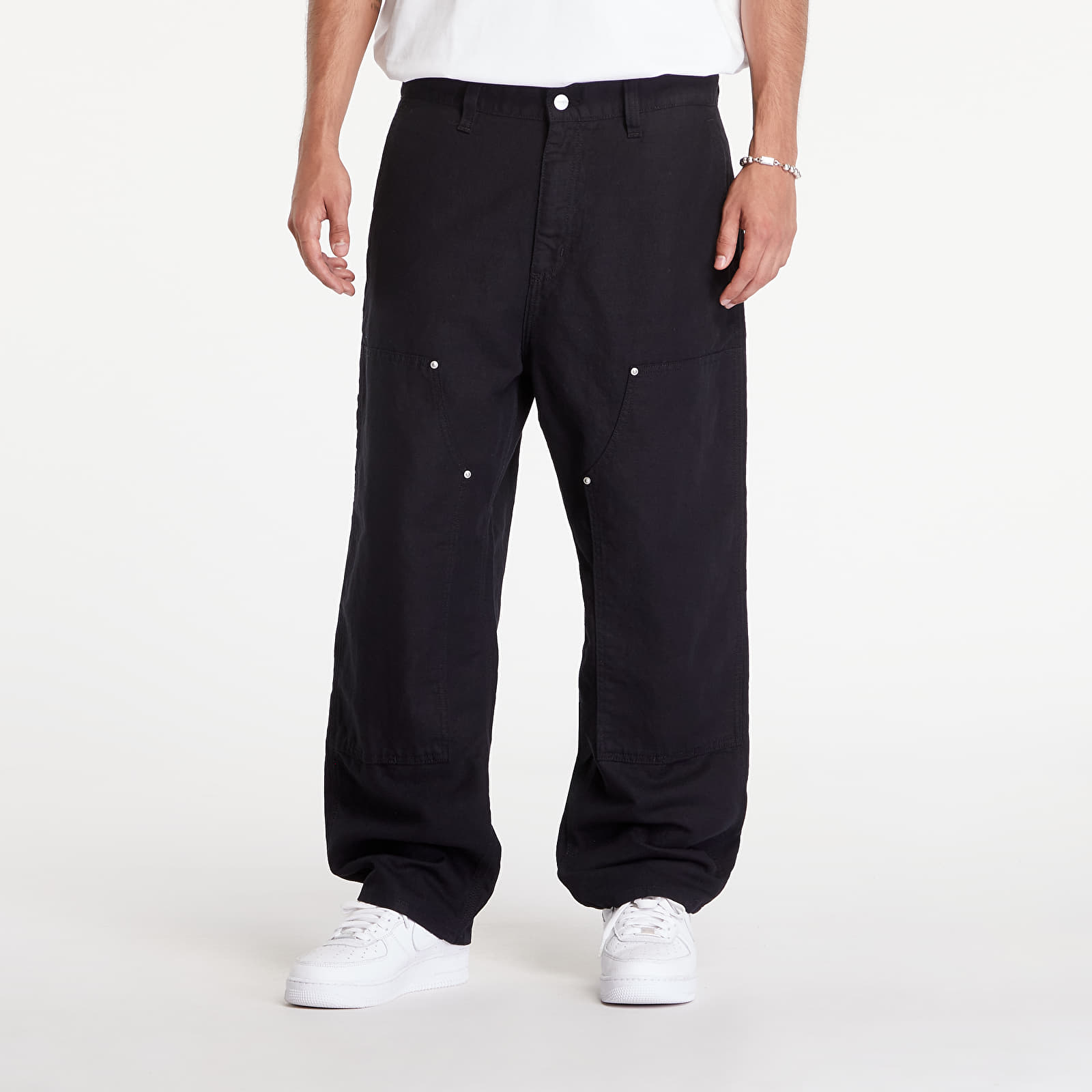Pantaloni bărbați Carhartt WIP Walter Double Knee Pant Black Rinsed