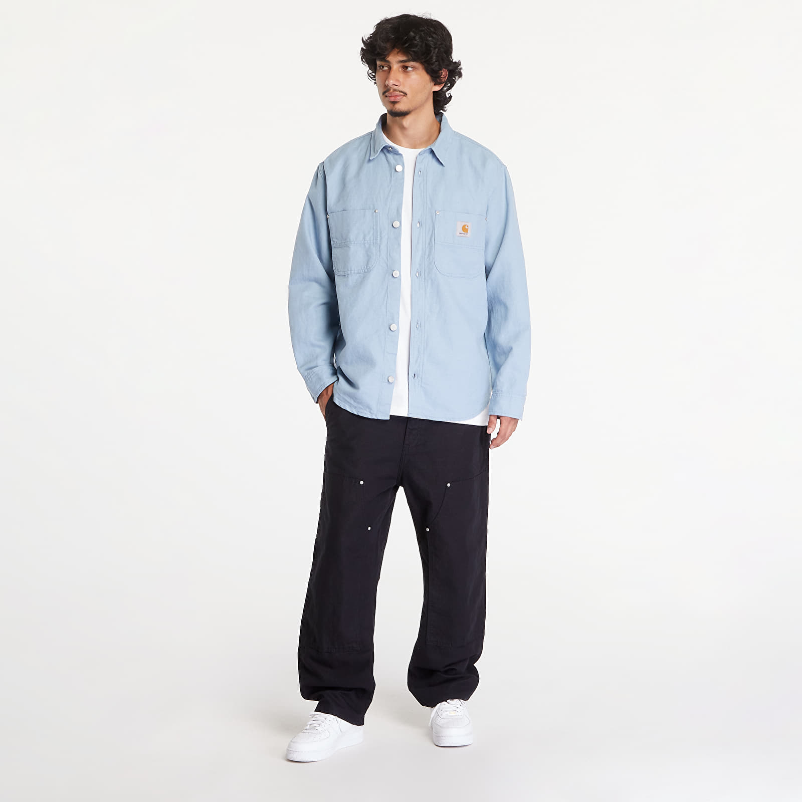 Chaquetas de hombre Carhartt WIP Walter Shirt Jacket UNISEX Misty Sky Rinsed