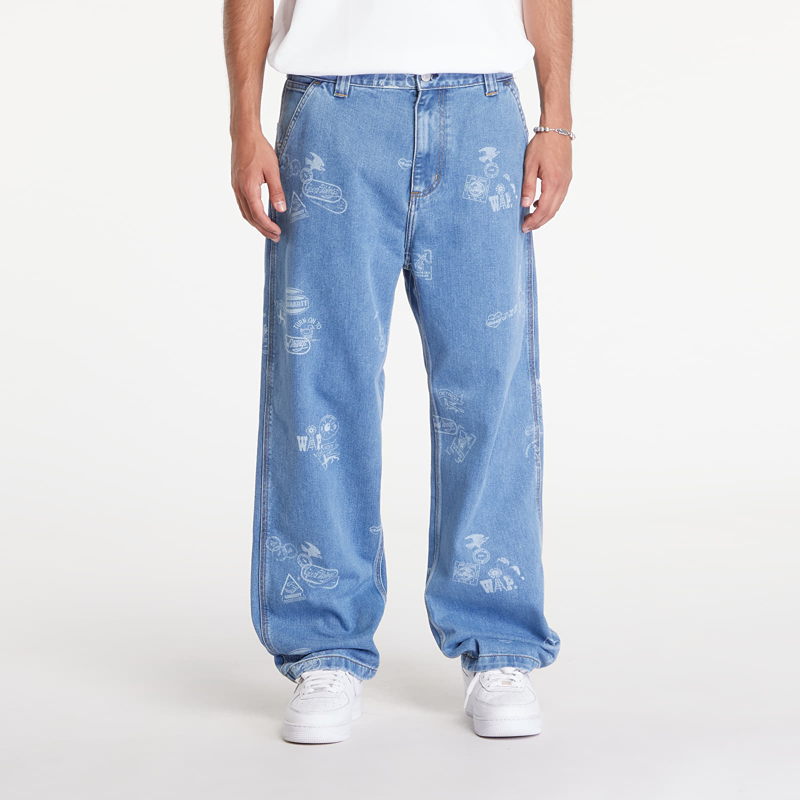 Bukser til mænd Carhartt WIP Stamp Pant Stamp Print/ Blue Bleached