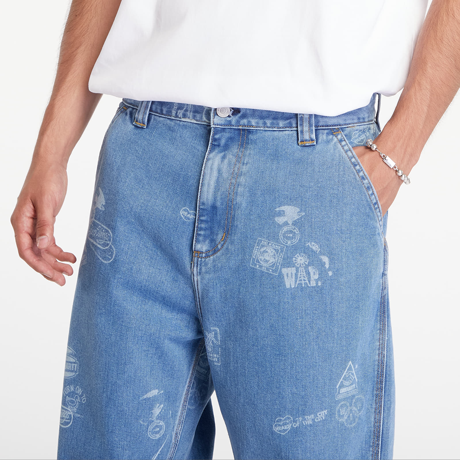 Bukser til mænd Carhartt WIP Stamp Pant Stamp Print/ Blue Bleached
