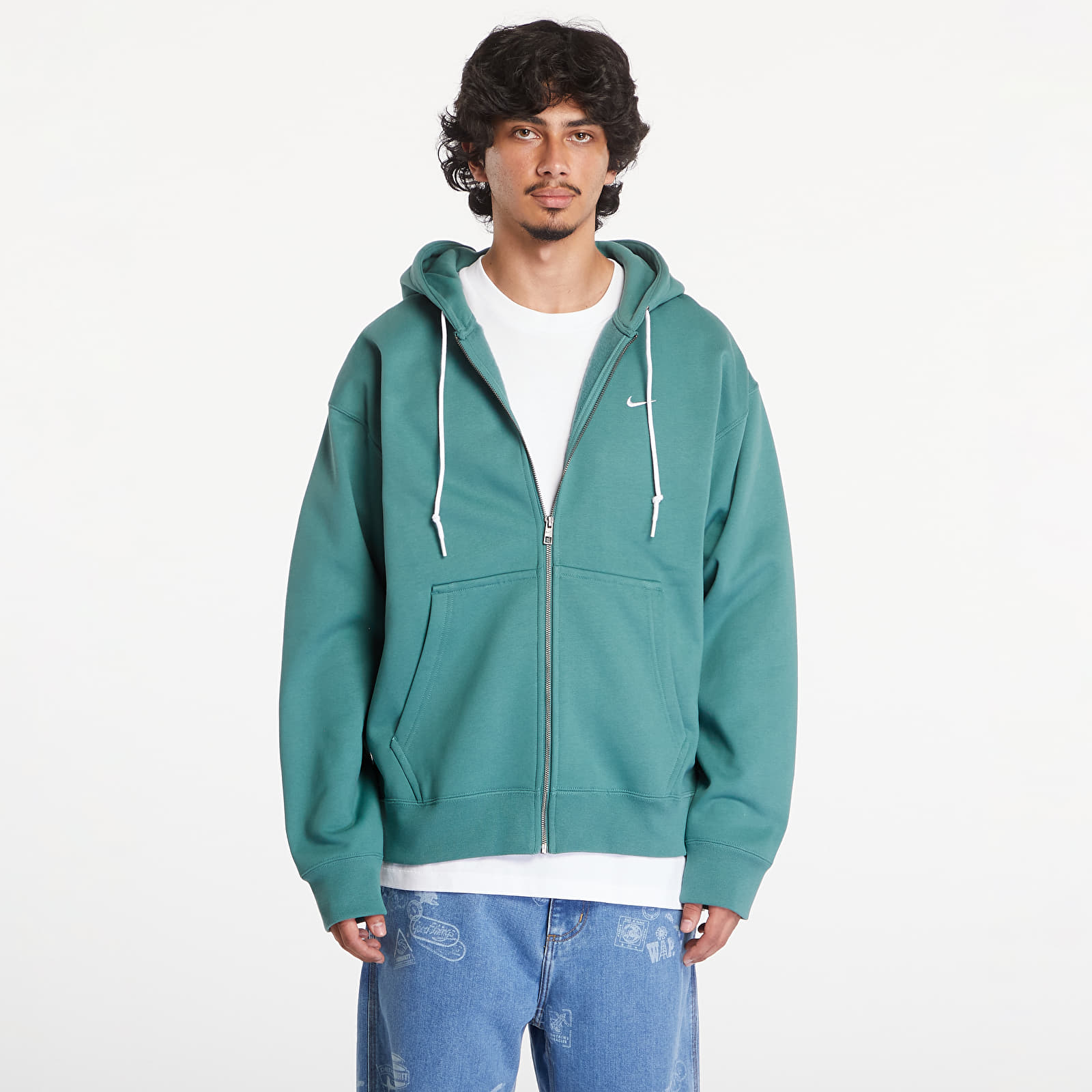 Férfi pulóverek Nike Solo Swoosh Men's Full-Zip Hoodie Bicoastal/ White