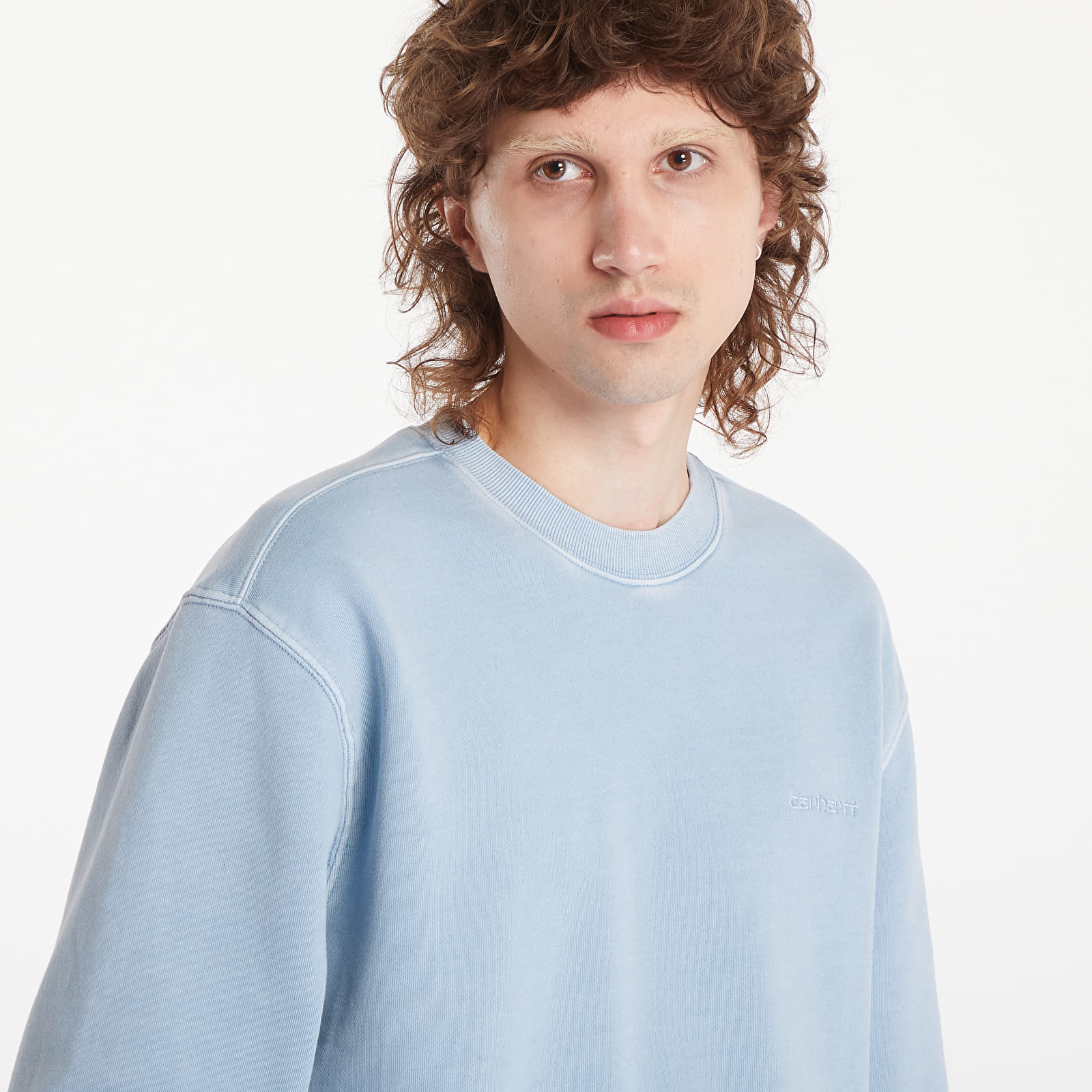 Men's sweatshirts Carhartt WIP Duster Script Sweatshirt UNISEX Misty Sky Garment Dyed