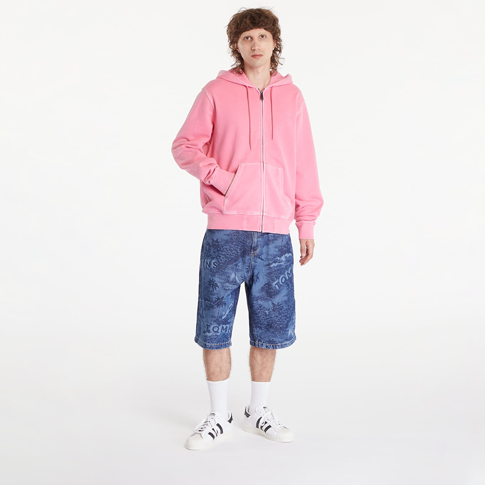 Pánské mikiny Carhartt WIP Hooded Duster Script Jacket UNISEX Charm Pink Garment Dyed