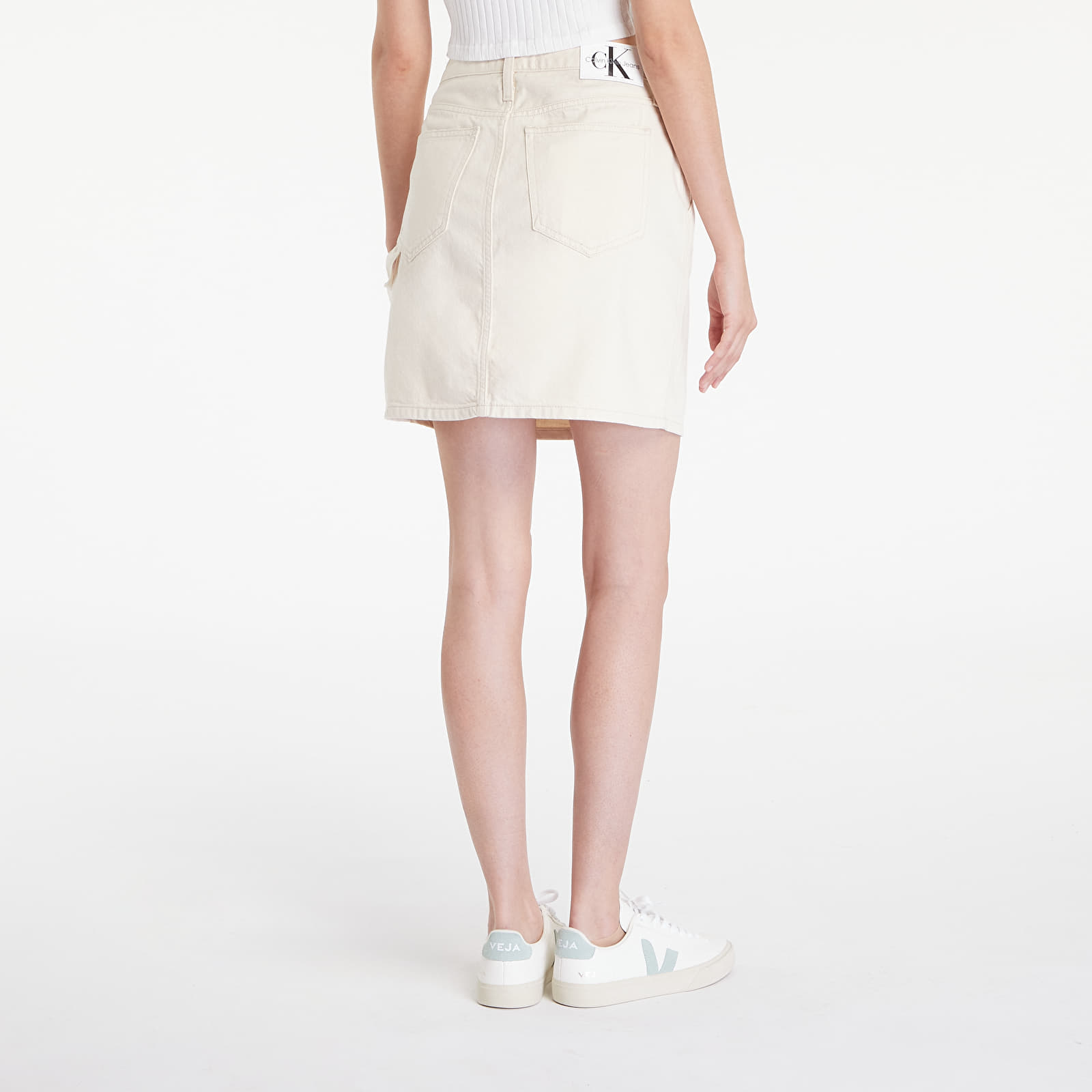 Spódnice Calvin Klein Jeans Hr A-Line Mini Skirt Hammerloop White