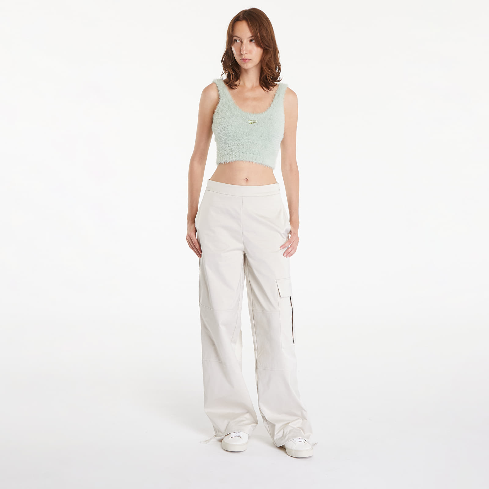 Dámské kalhoty Calvin Klein Jeans Satin Cargo Utility Pant Eggshell