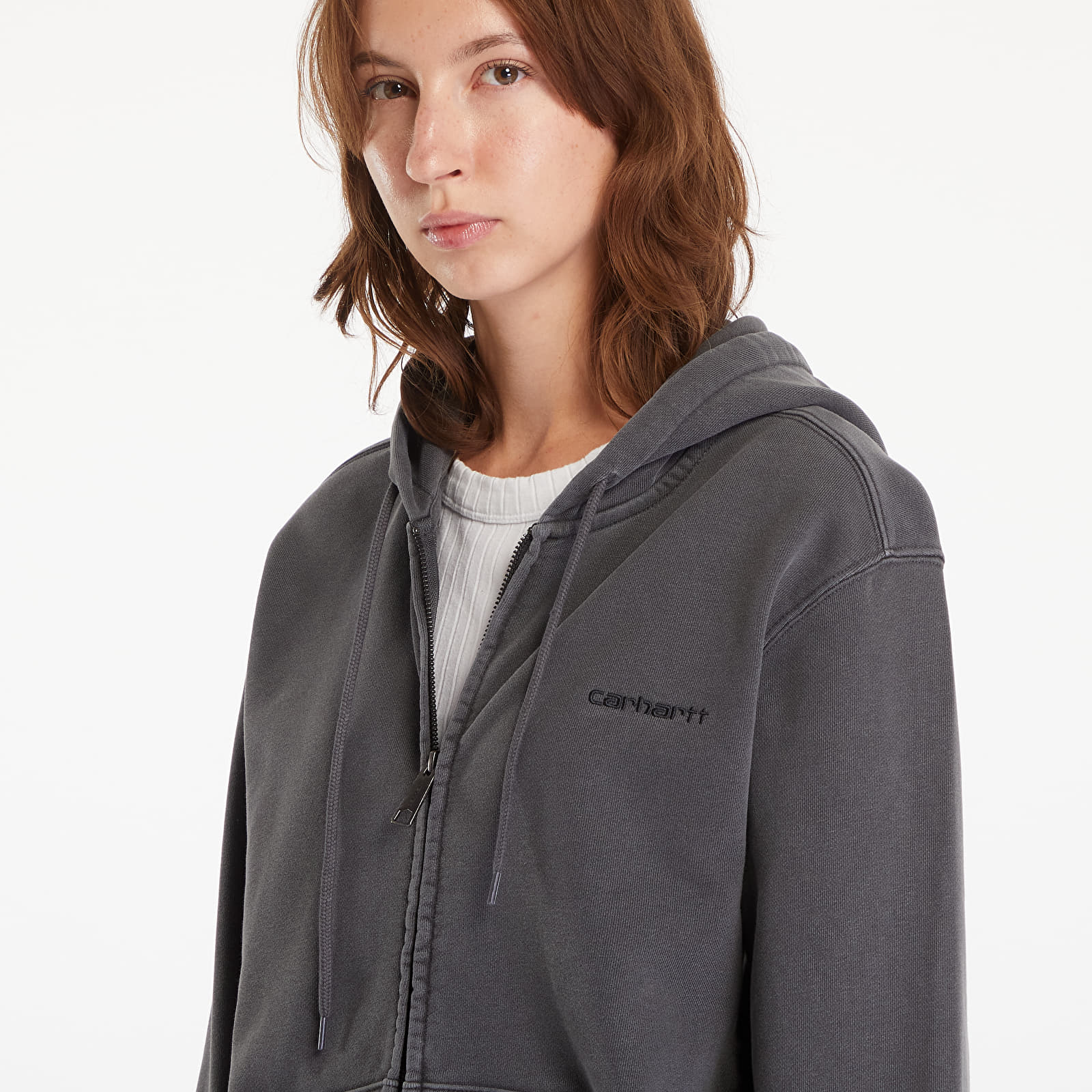 Bluzy męskie Carhartt WIP Hooded Duster Script Jacket UNISEX Black Garment Dyed
