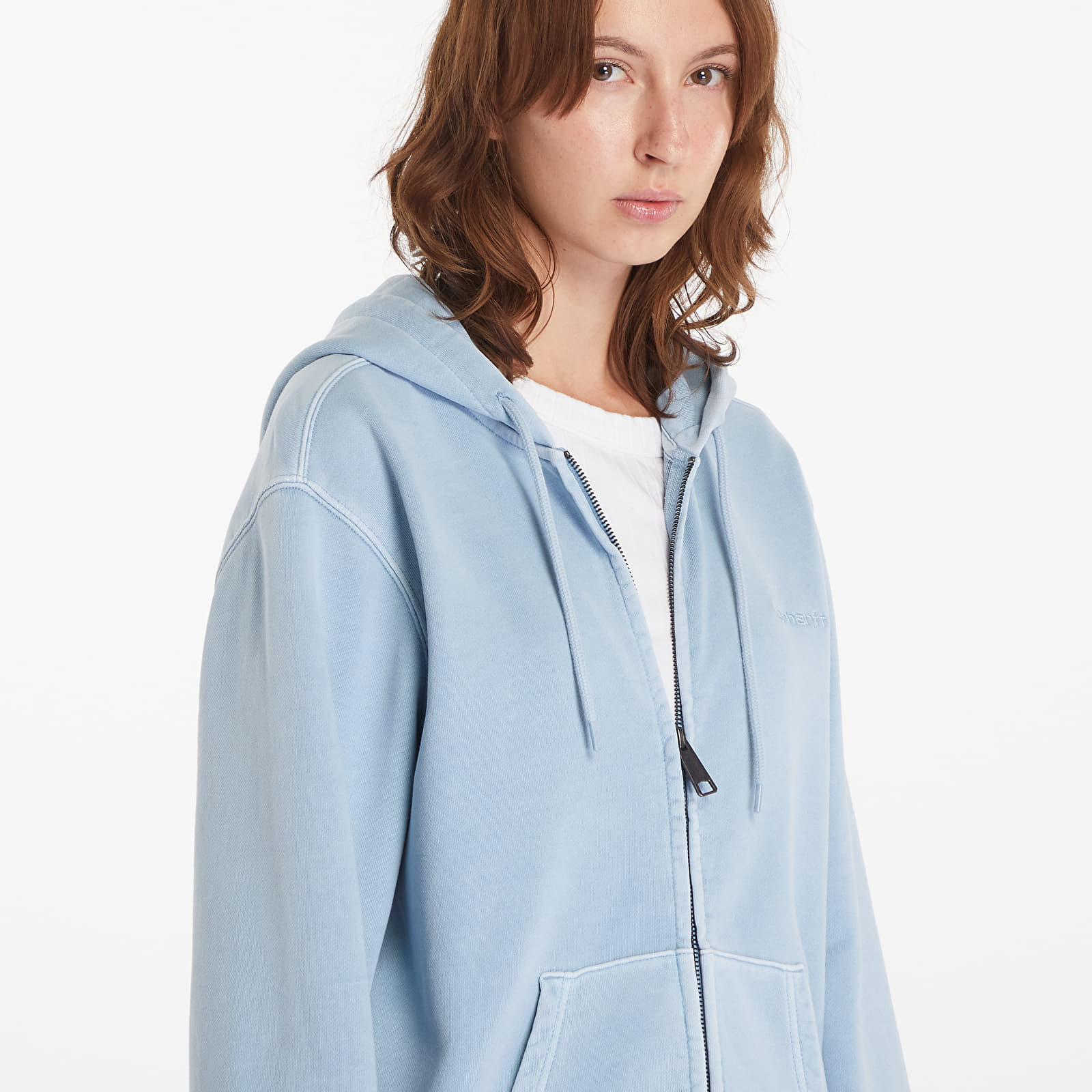 Men's sweatshirts Carhartt WIP Hooded Duster Script Jacket UNISEX Misty Sky Garment Dyed