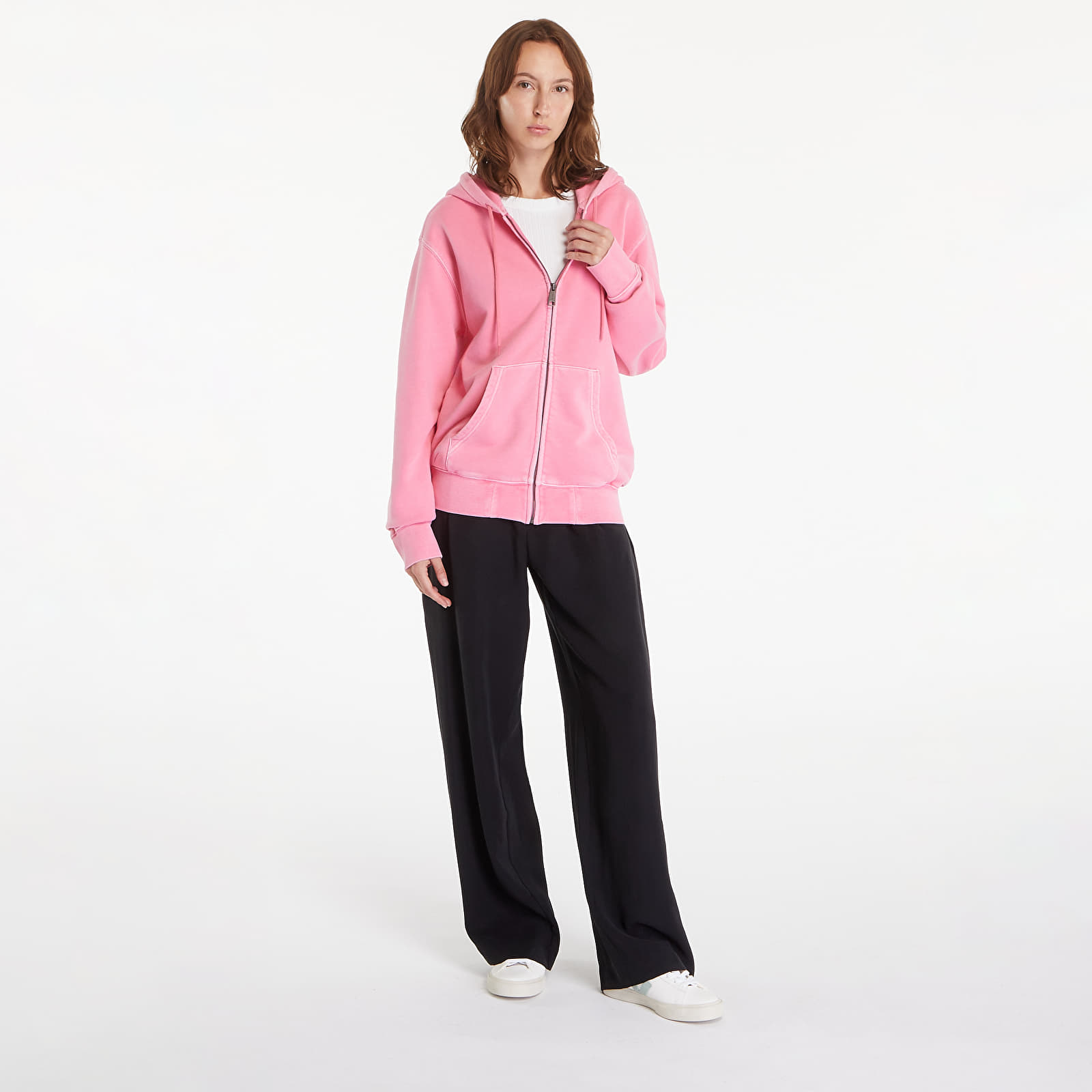Pánské mikiny Carhartt WIP Hooded Duster Script Jacket UNISEX Charm Pink Garment Dyed
