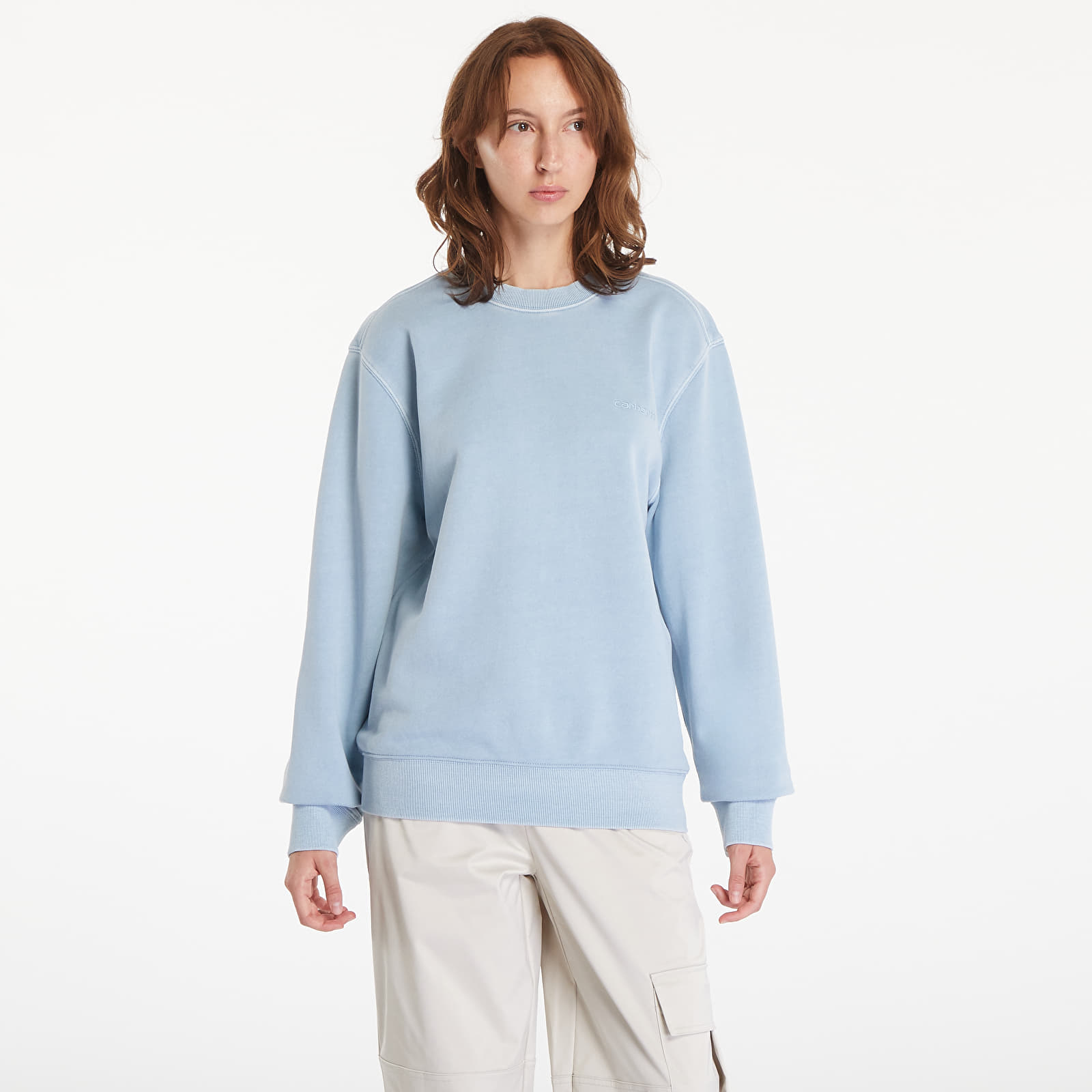 Men's sweatshirts Carhartt WIP Duster Script Sweatshirt UNISEX Misty Sky Garment Dyed