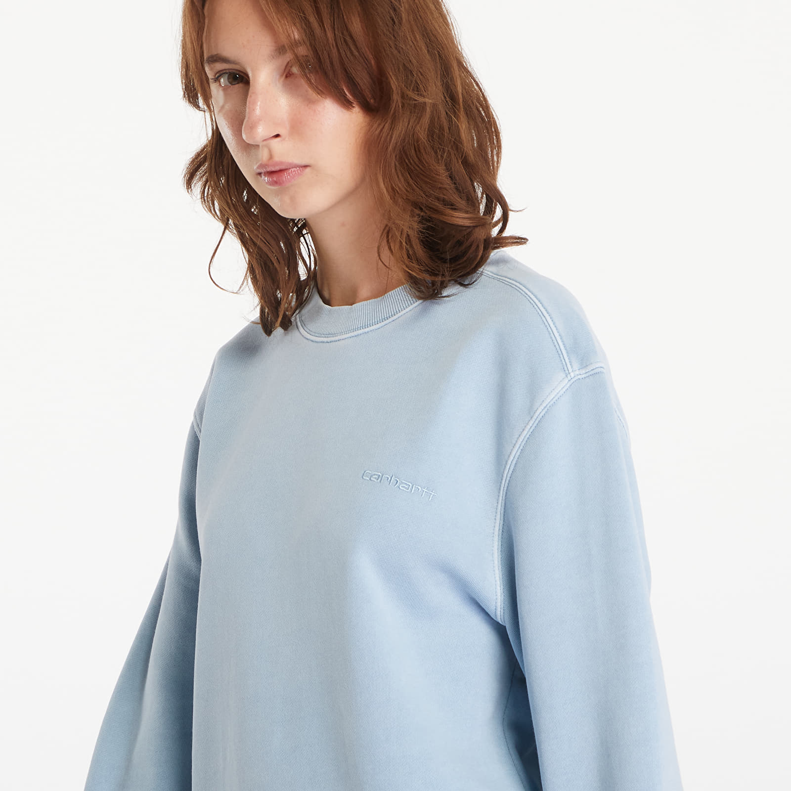 Men's sweatshirts Carhartt WIP Duster Script Sweatshirt UNISEX Misty Sky Garment Dyed