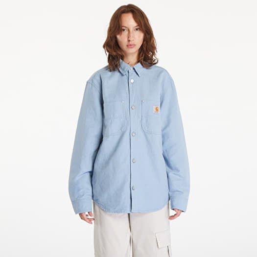 Men s jackets Carhartt WIP Walter Shirt Jacket UNISEX Misty Sky Rinsed Queens