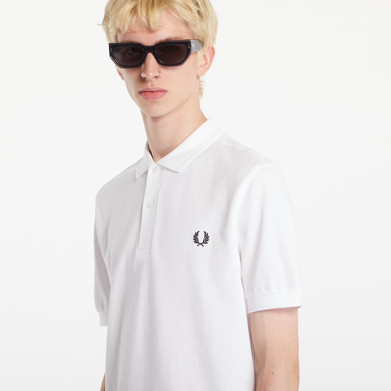 T-skjorter for menn FRED PERRY Plain Polo Short Sleeve Tee White