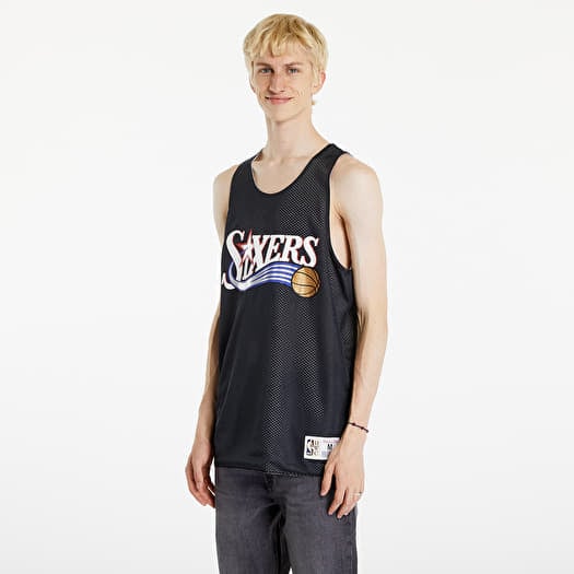 Jersey Mitchell & Ness NBA Reversible Mesh Practice Tank Vintage Logo Philadelphia 76Ers Black