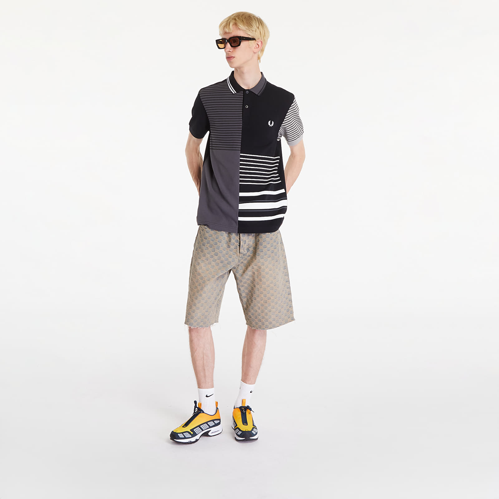 T-Shirts Männer FRED PERRY Beams Striped Panel Fp Polo T-Shirt Black