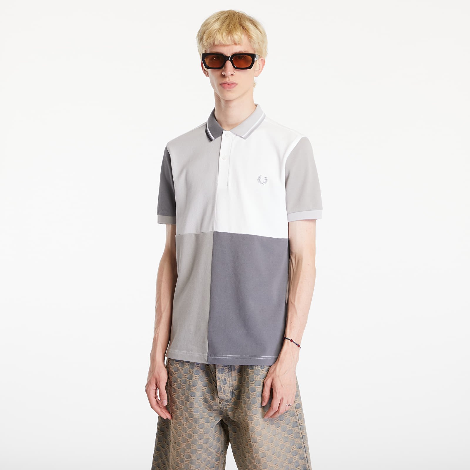 Men's T-shirts FRED PERRY Beams Grid Design Fp Polo T-Shirt White