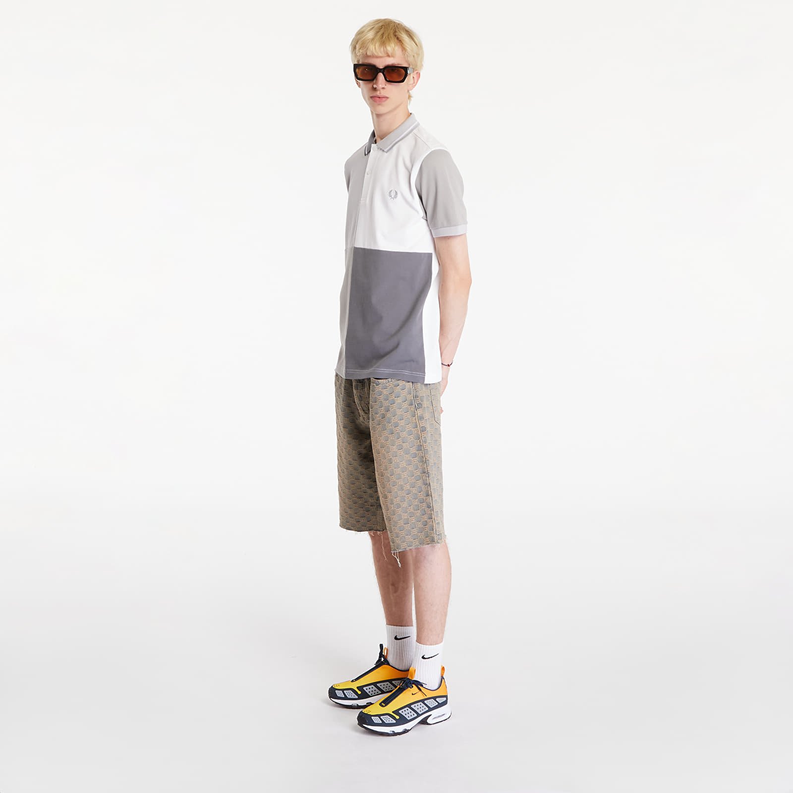 Men's T-shirts FRED PERRY Beams Grid Design Fp Polo T-Shirt White